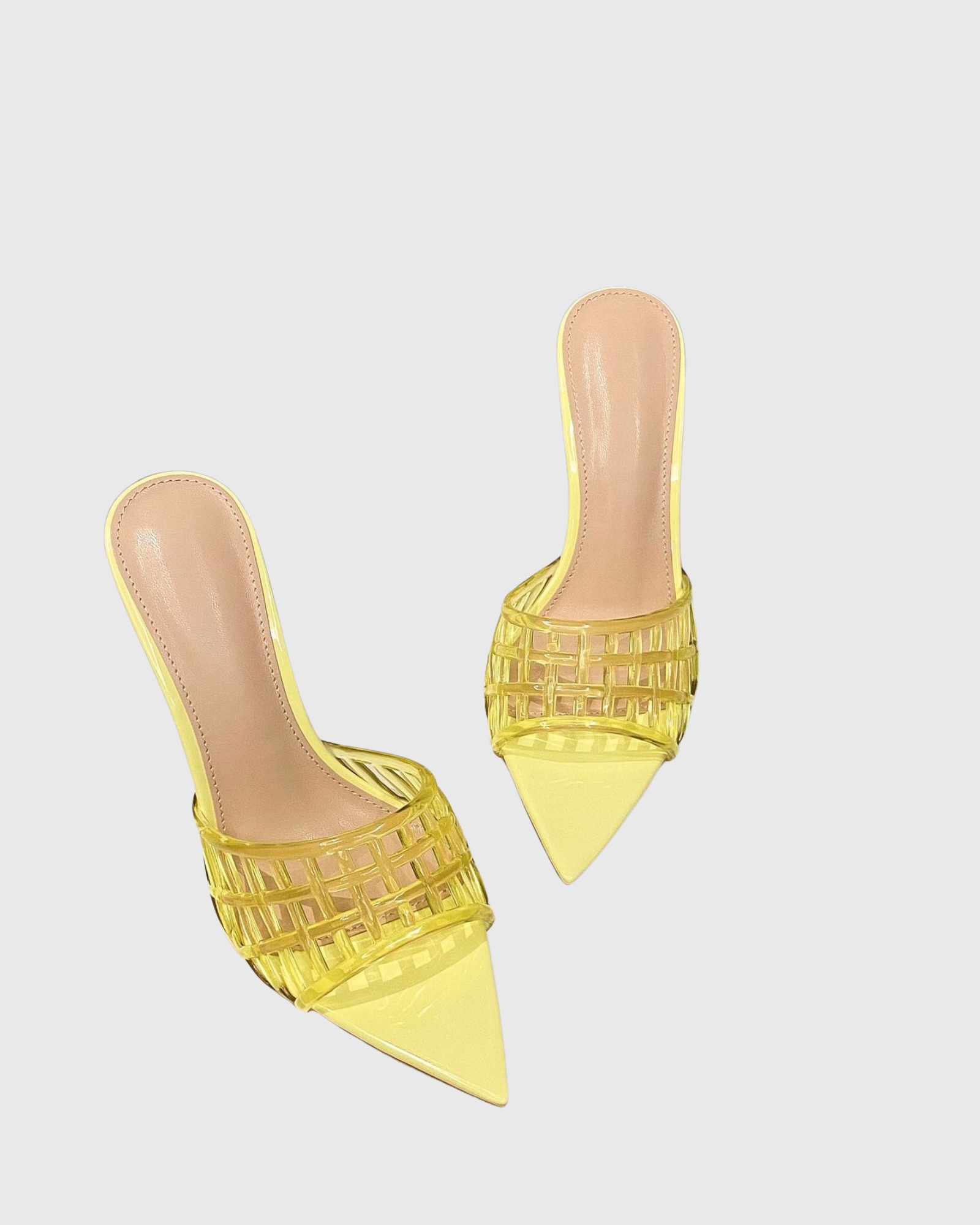 Vasha Cage Jelly Mules In Yellow