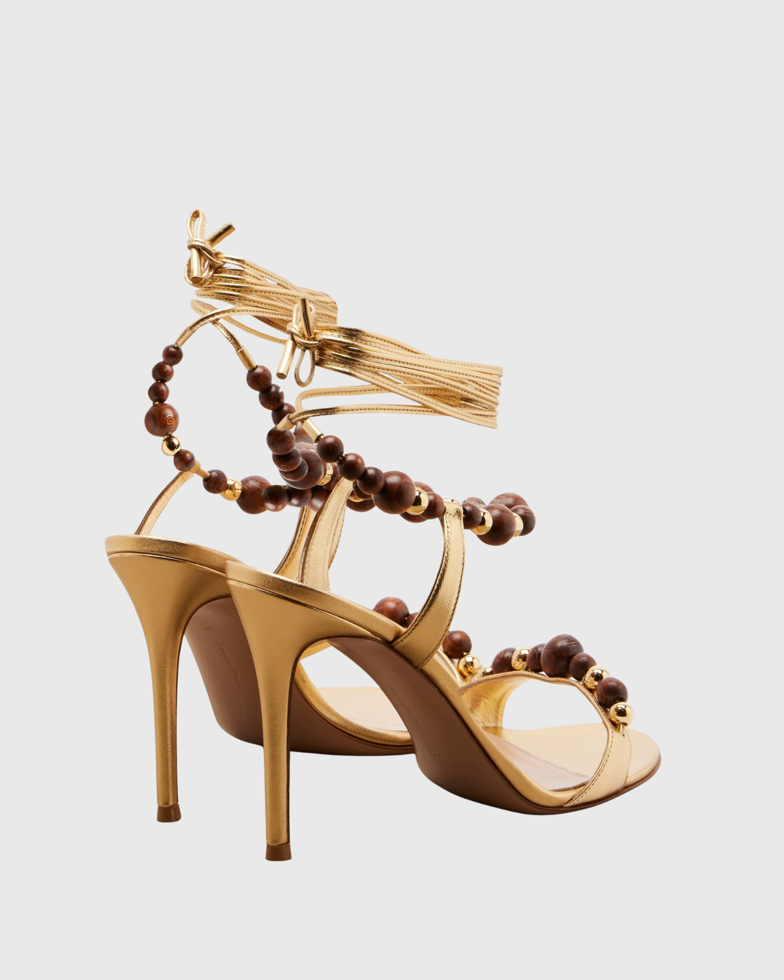 Juri Bead Strap Sandals In Gold