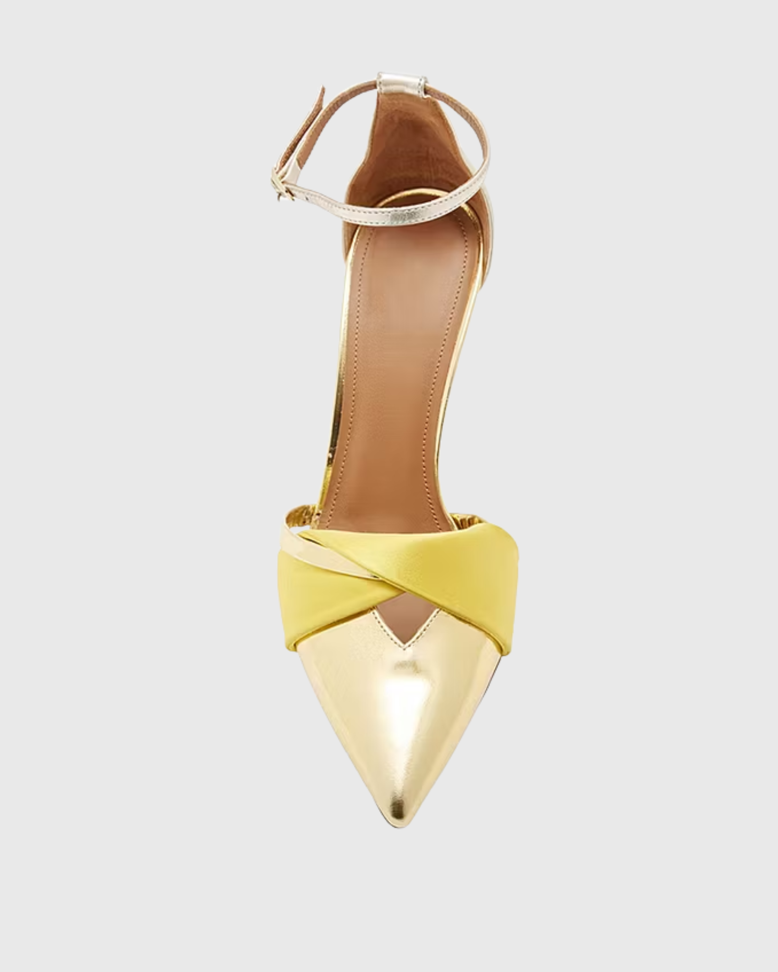 Logan Metallic Ankle Strap Pumps In Gold