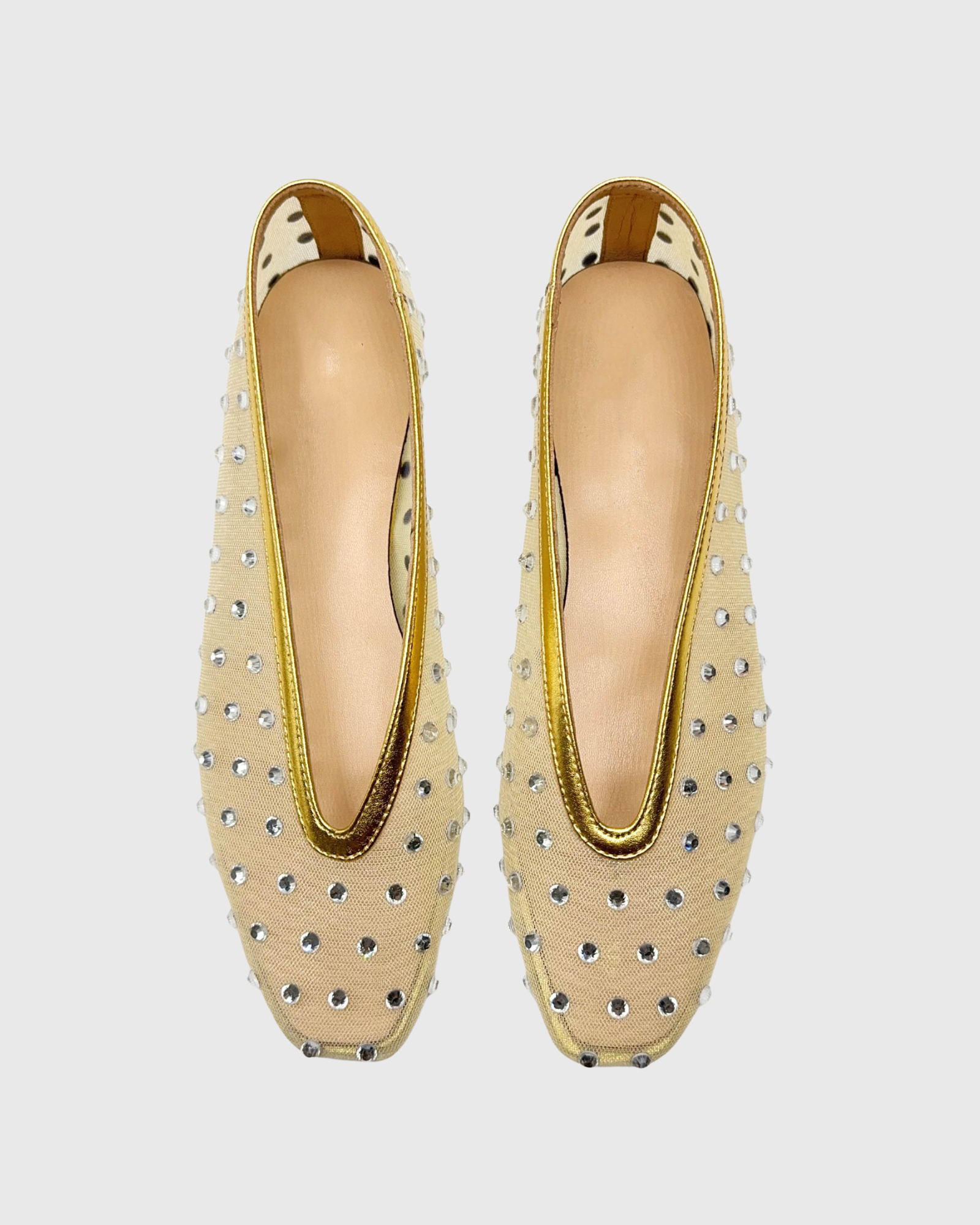 Molle Rhinestone Mesh Ballet Flats