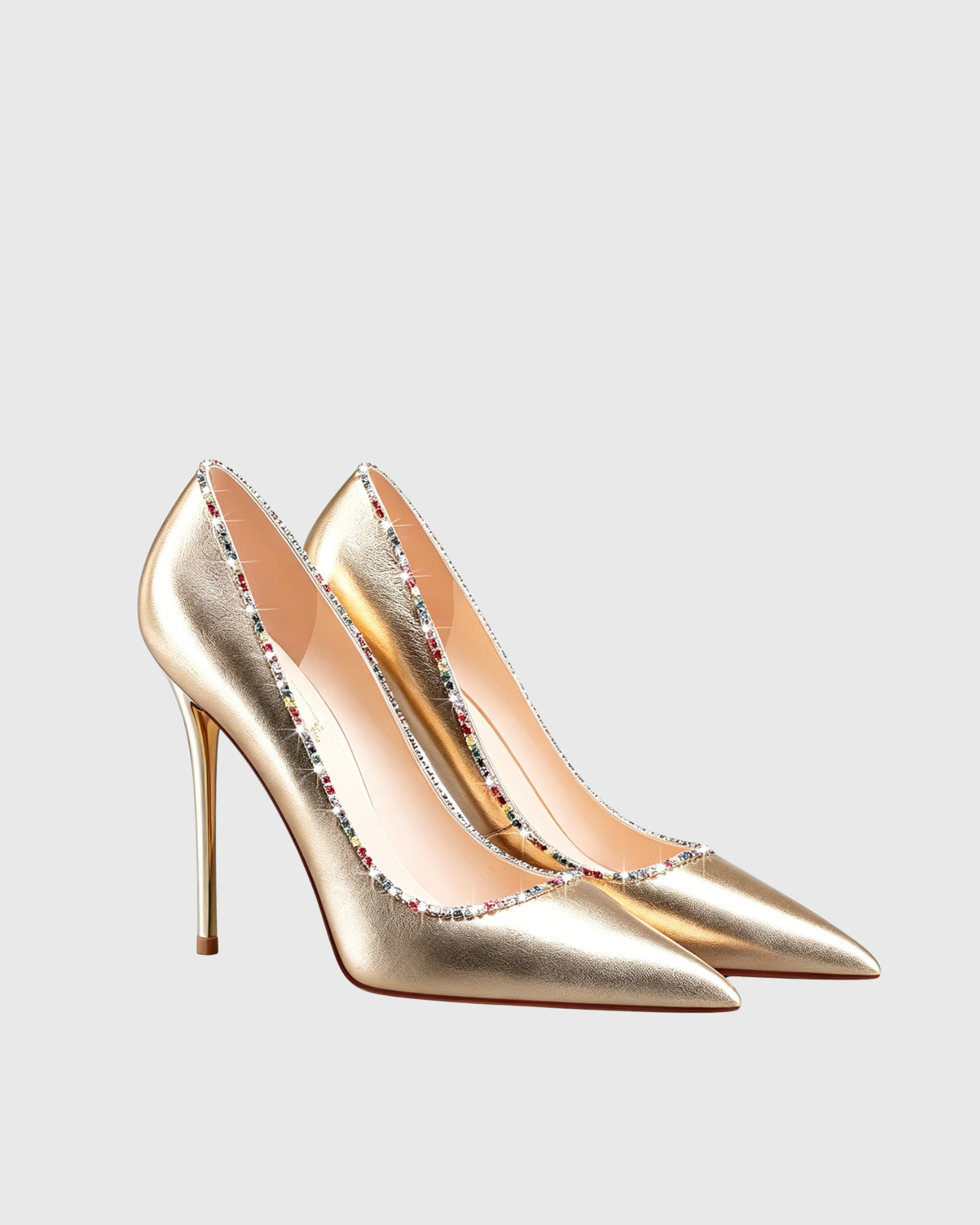 Welle Rhinestone Metallic Pumps In Gold
