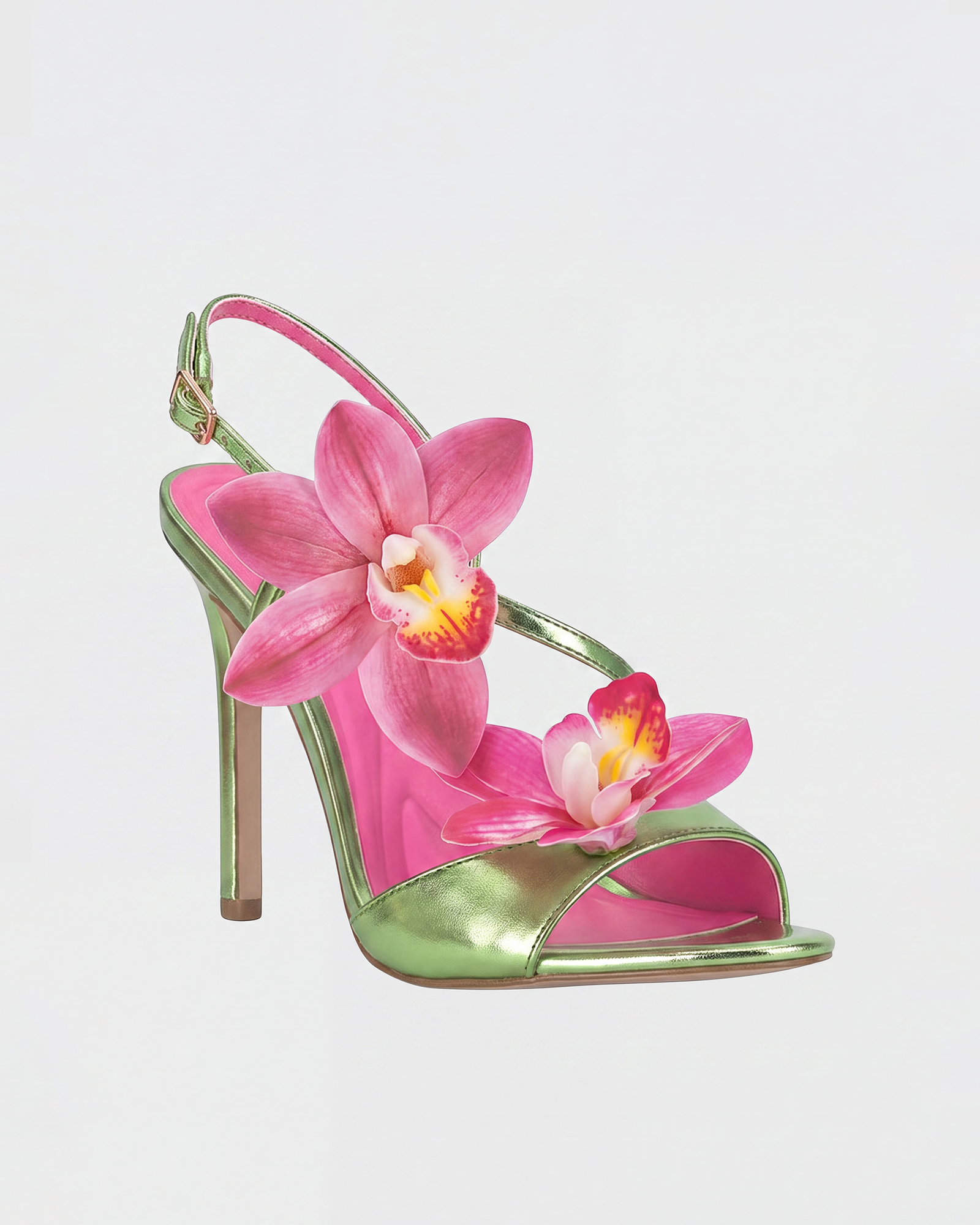Jaslyn 3D Flower Sandals In Green