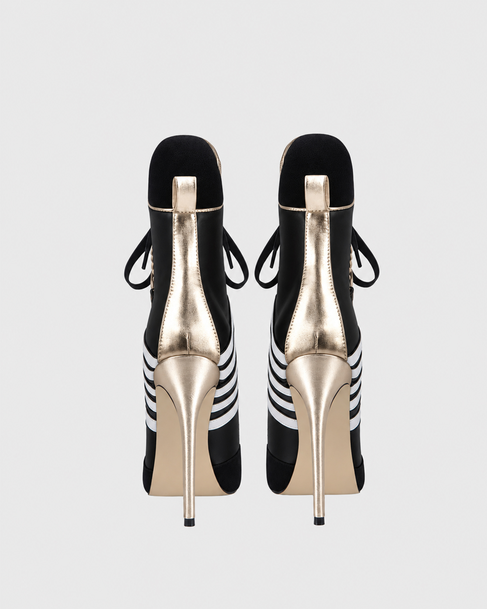 Lea Black Stripe Ankle Boots In Black