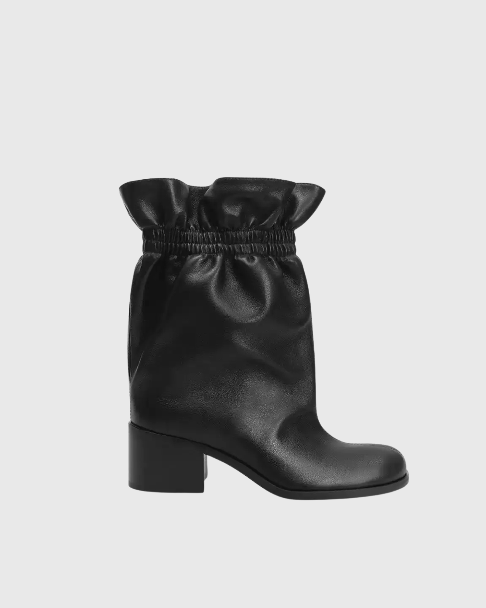 Quasar Ruched Leather Ankle Boots In Black