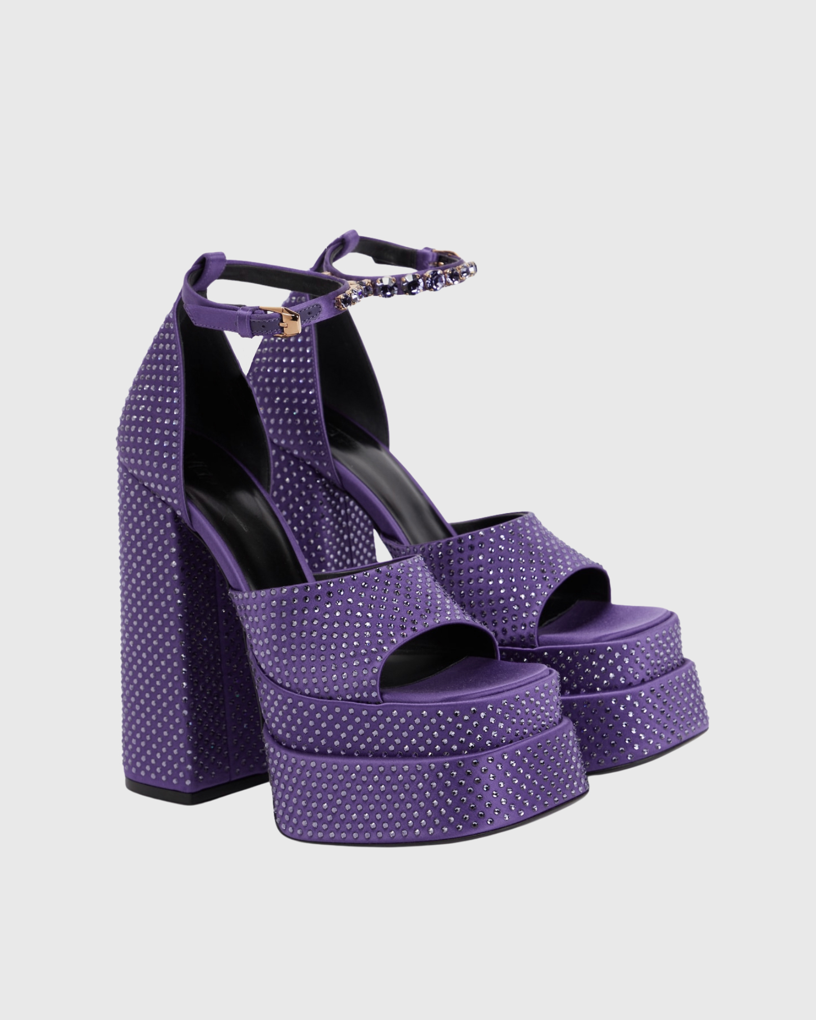 Lucka Rhinestone Platform Strap Sandals In Purple