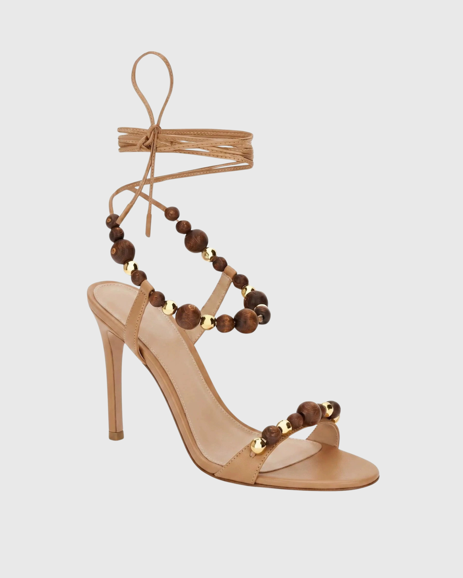 Juri Bead Strap Sandals In Gold