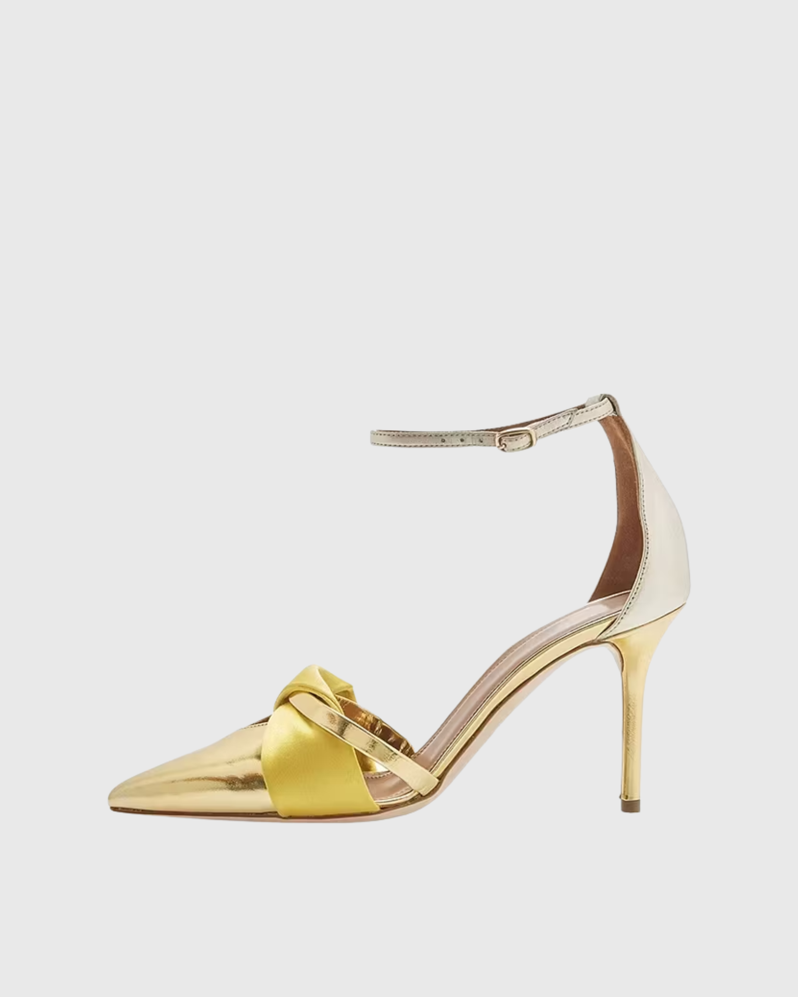 Logan Metallic Ankle Strap Pumps In Gold