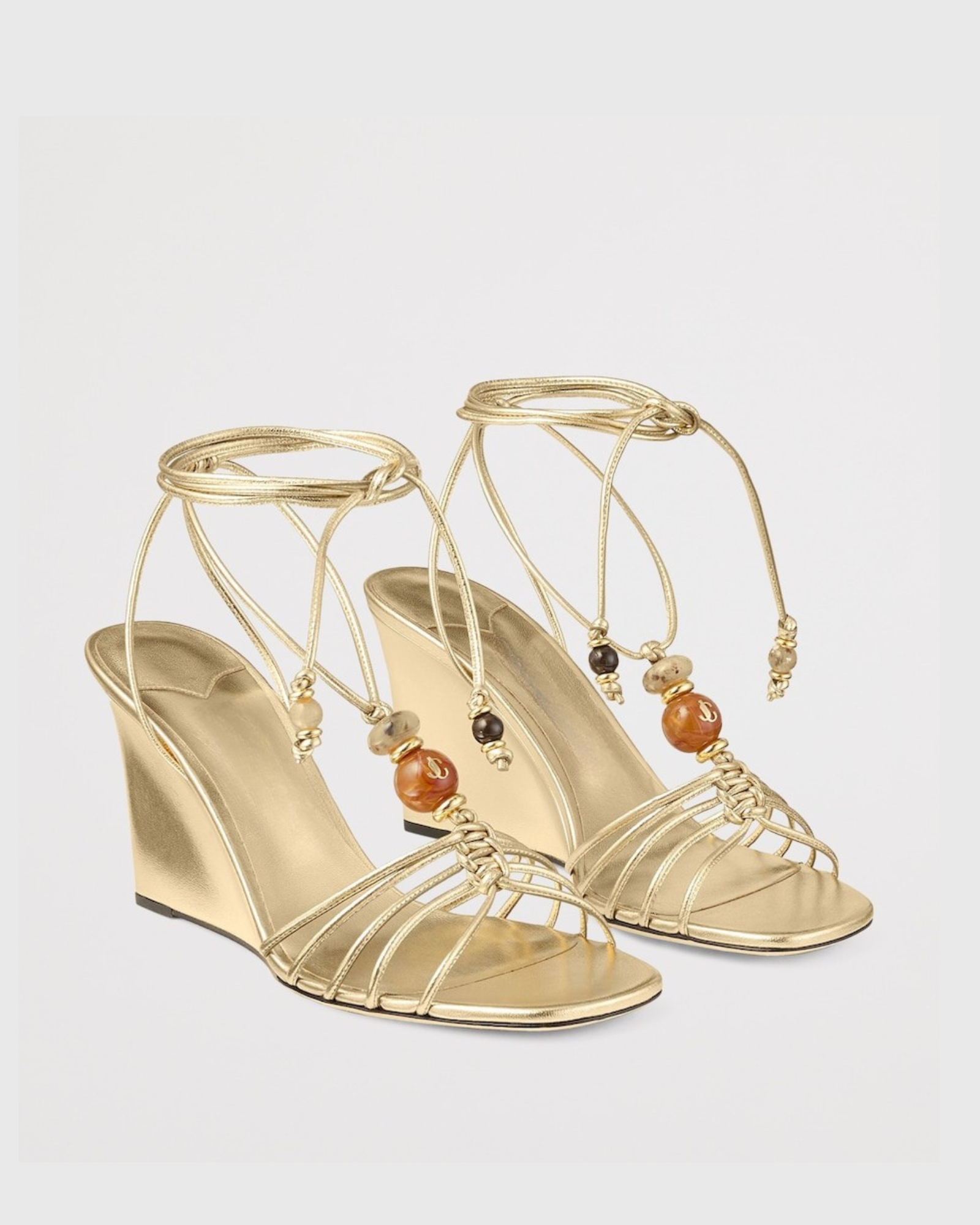 Liora Bead Wedge Sandals In Gold