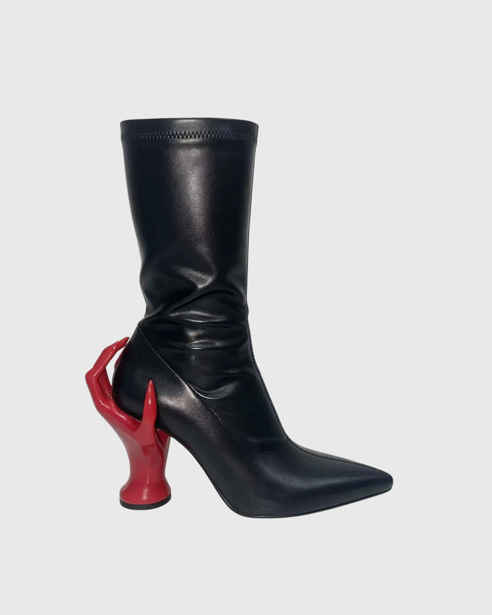  Maija Red Hand Sculpture Boots In Black