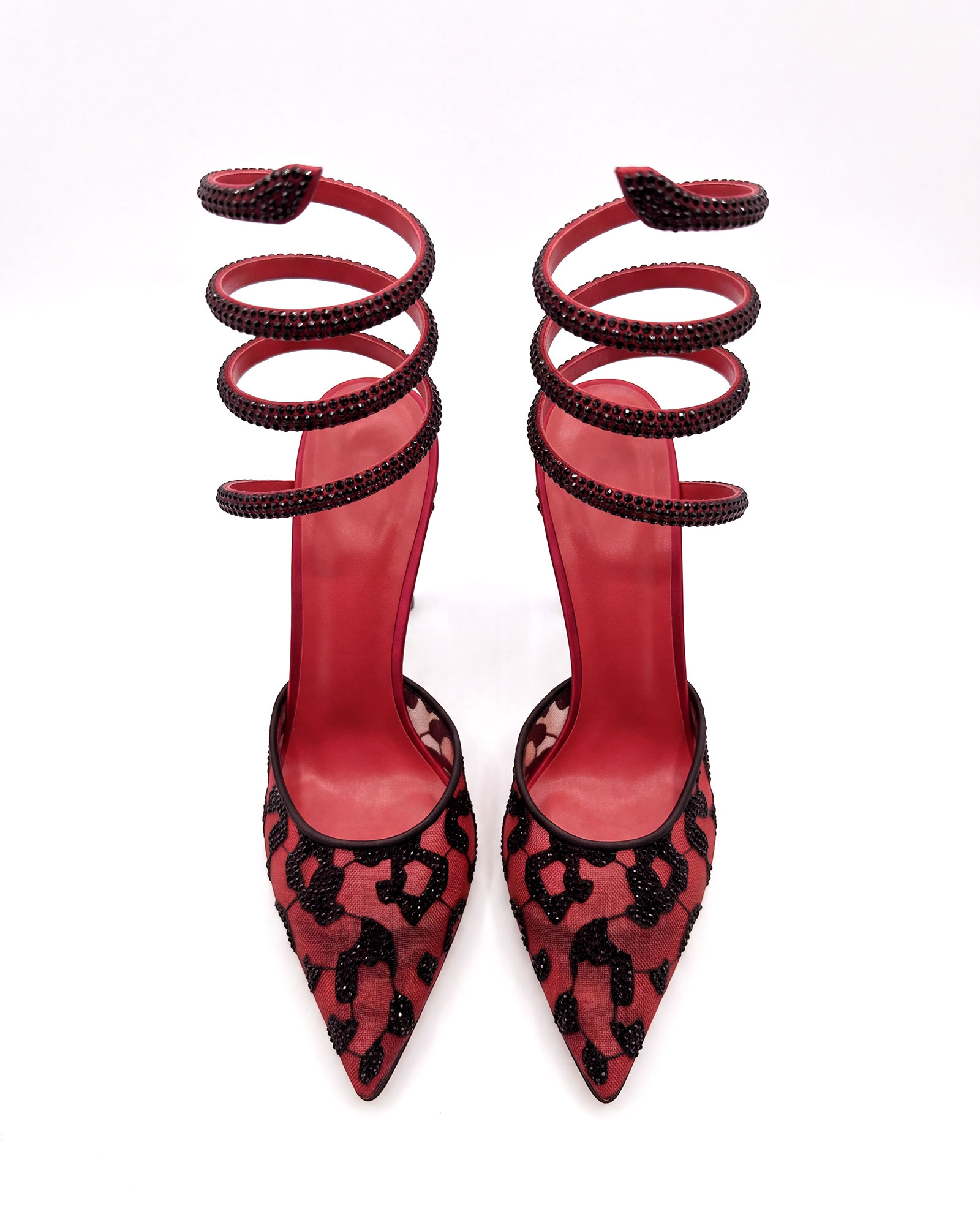 Milja Leopard Print Rhinestone Snake Pumps In Pink