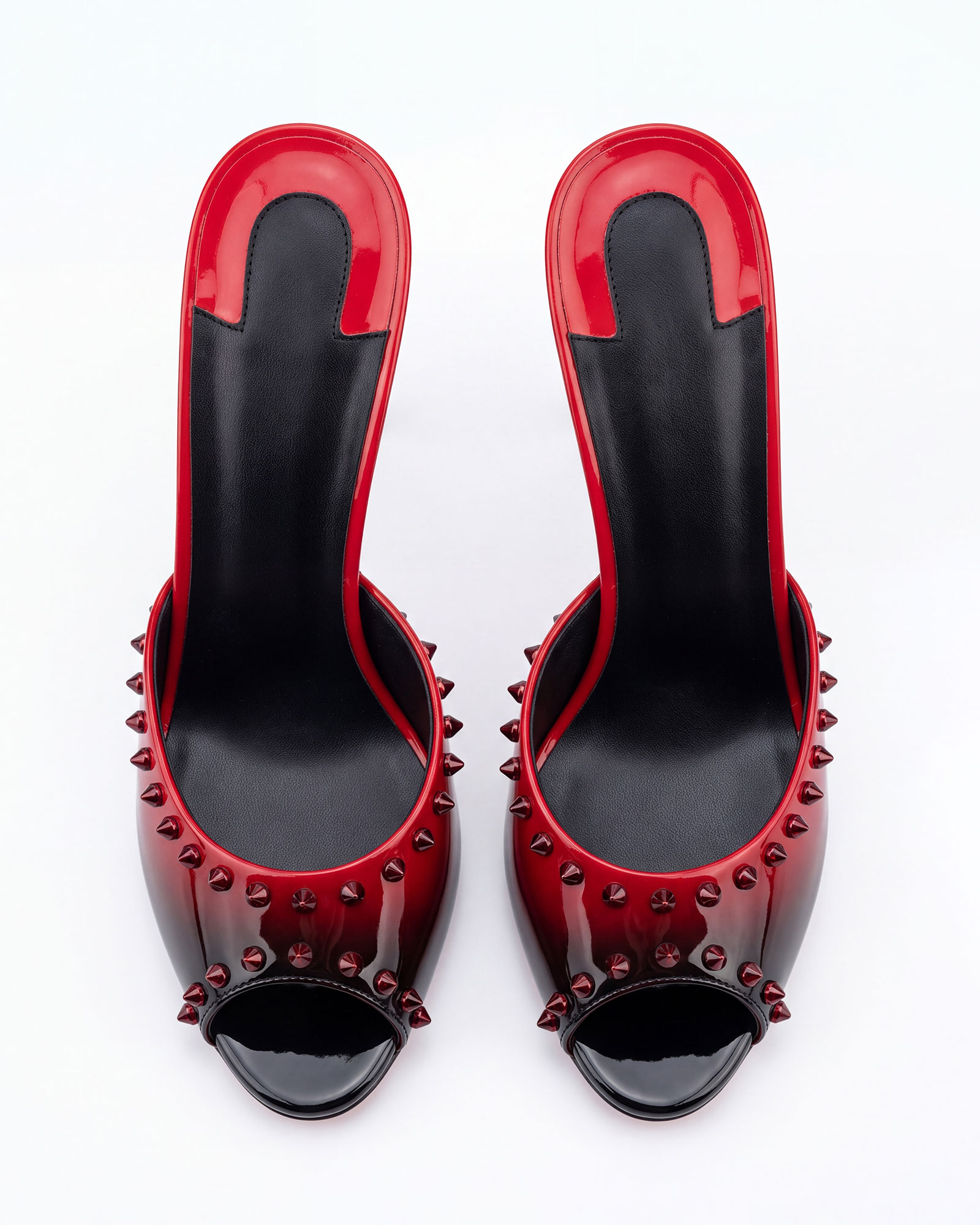 Mysie Rivet Red & Black Mules In Ombré