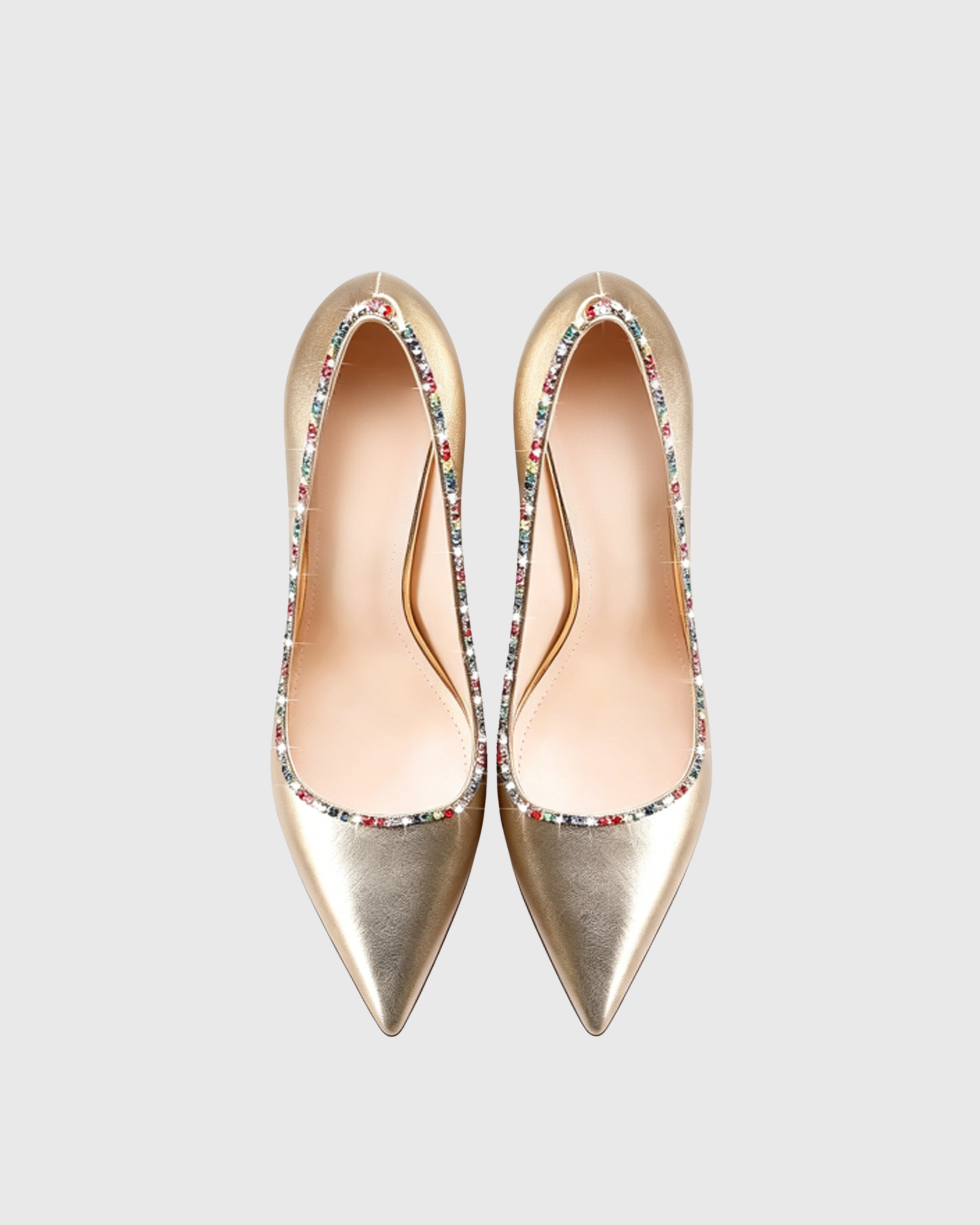 Welle Rhinestone Metallic Pumps In Gold