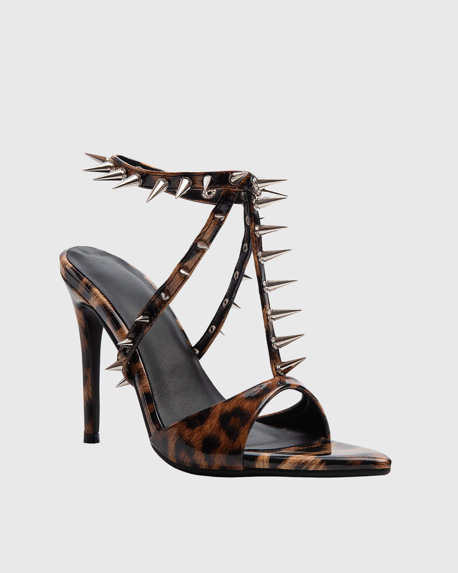 Nahla Rivet Strap Sandals In Leopard