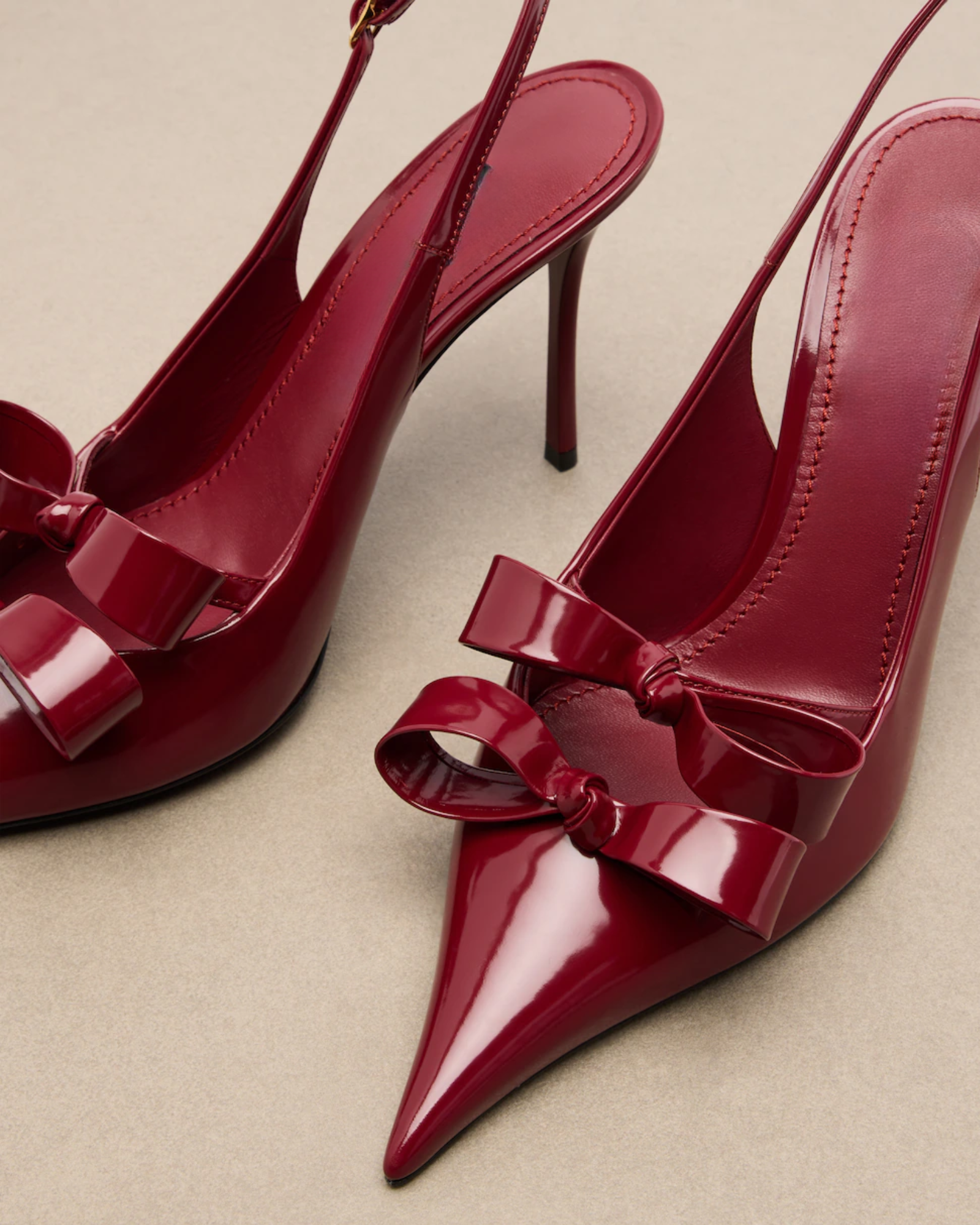 Naila Bow Slingback Pumps In Burgundy