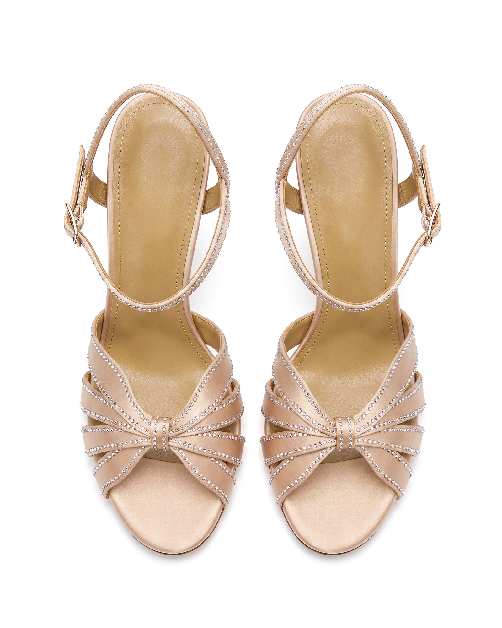 Mesen Peep Toe Rhinestone Sandals In Champagne