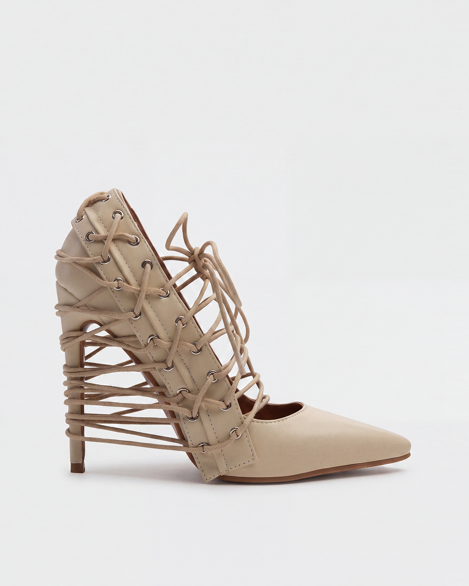 Marga Lace Up Pumps In Beige