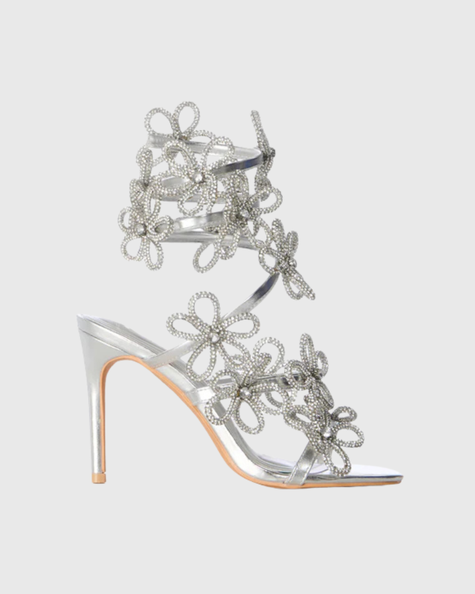 Kam Flower Snake Sandals In Silver