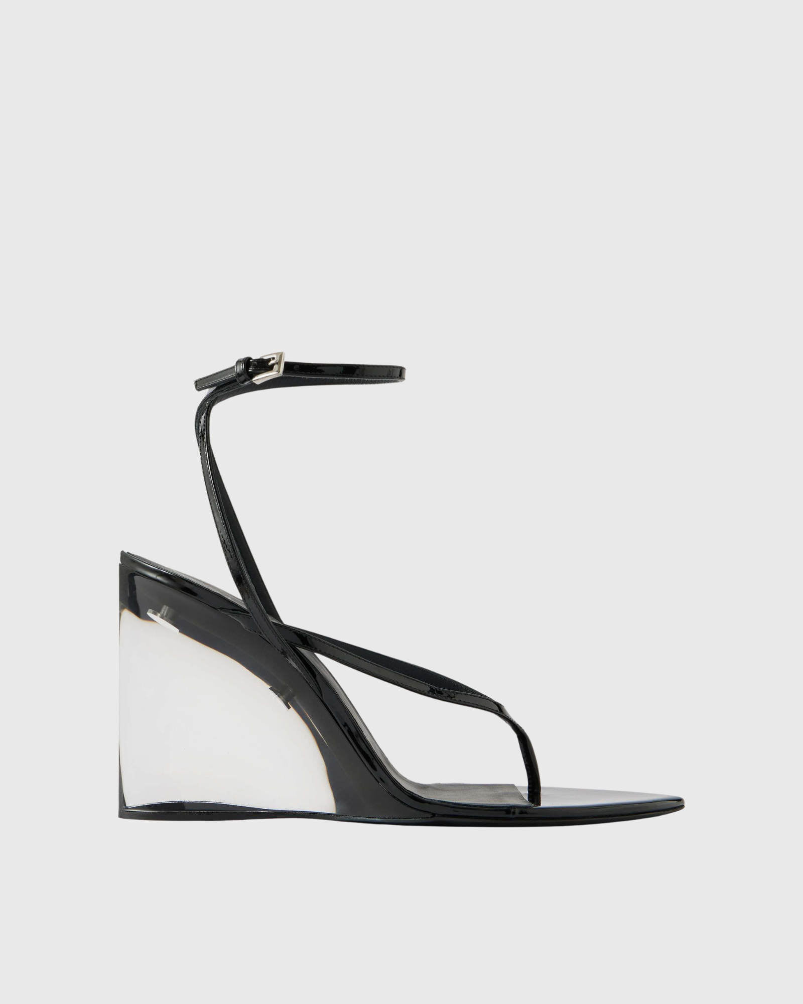 Cezelle Clear Wedge Thong Sandals In Black