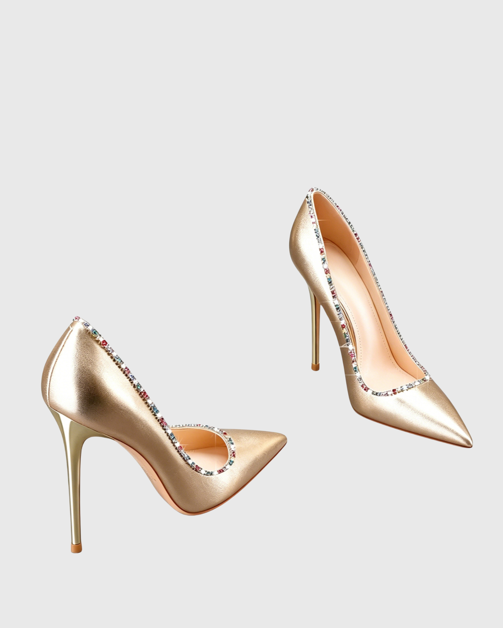 Welle Rhinestone Metallic Pumps In Gold