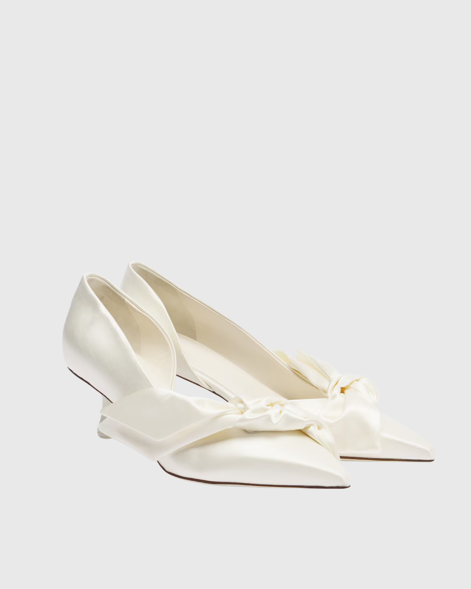 Daina Bow Satin Pumps In White