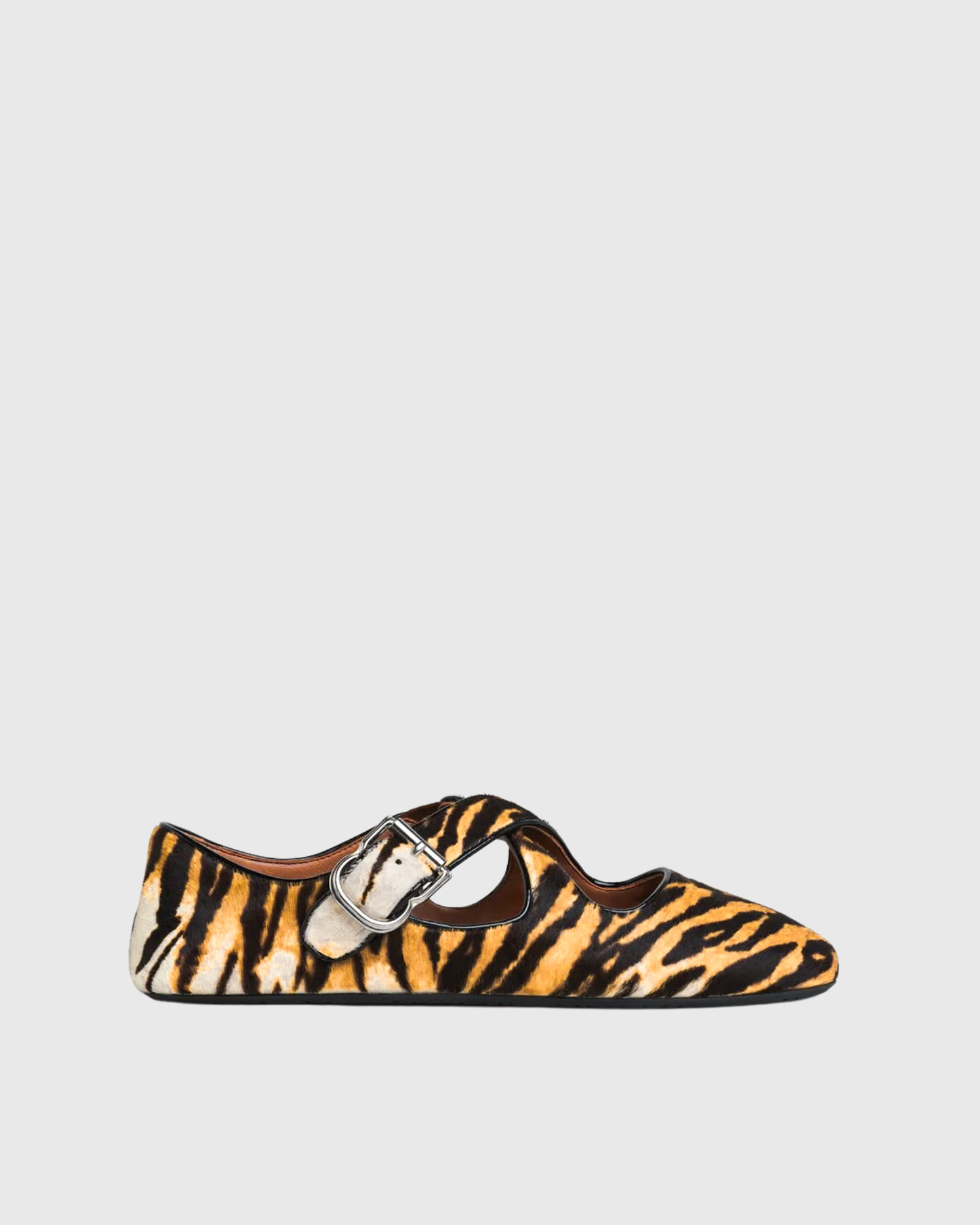 Najat Tiger Print Cross Strap Flats