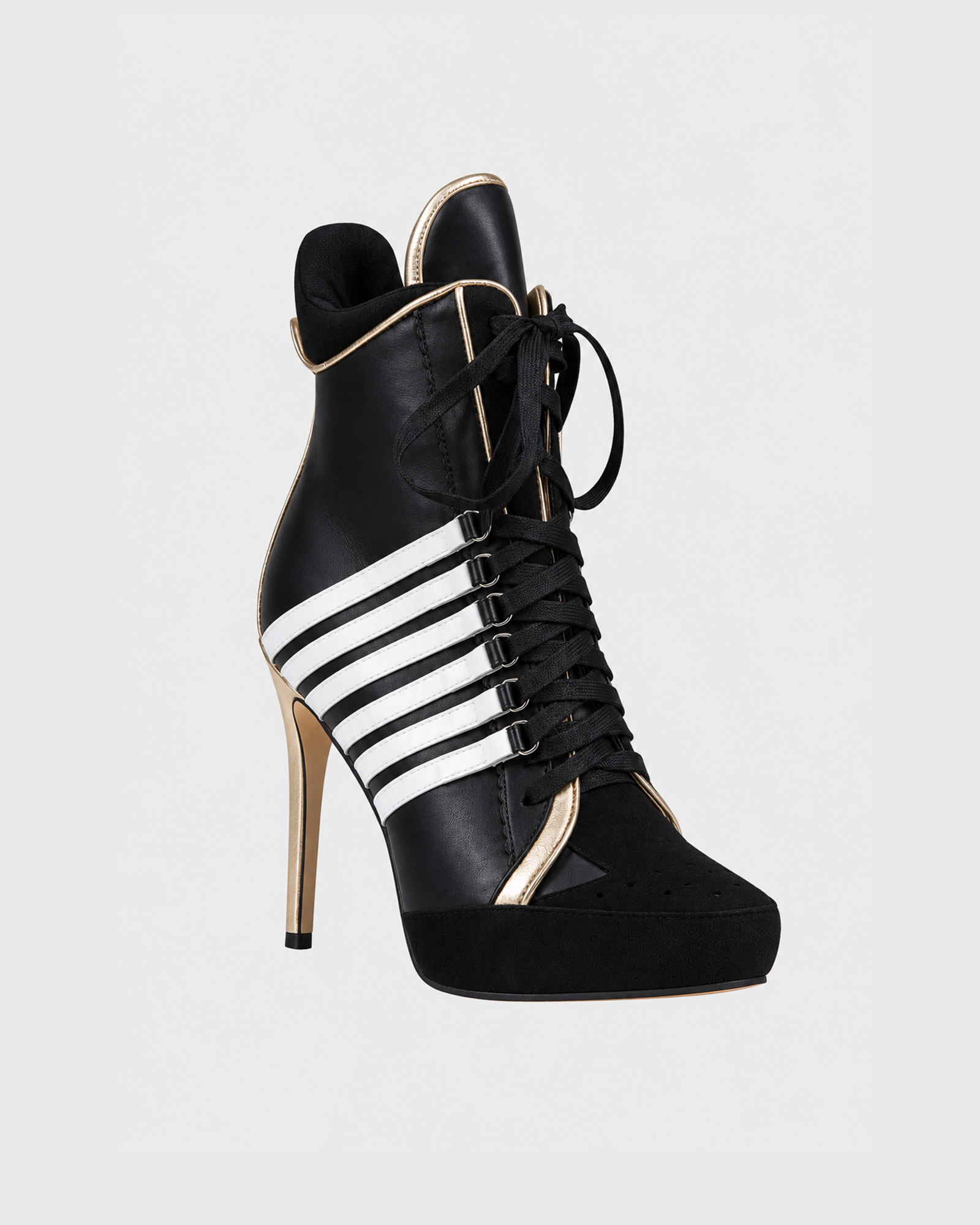 Lea Black Stripe Ankle Boots In Black