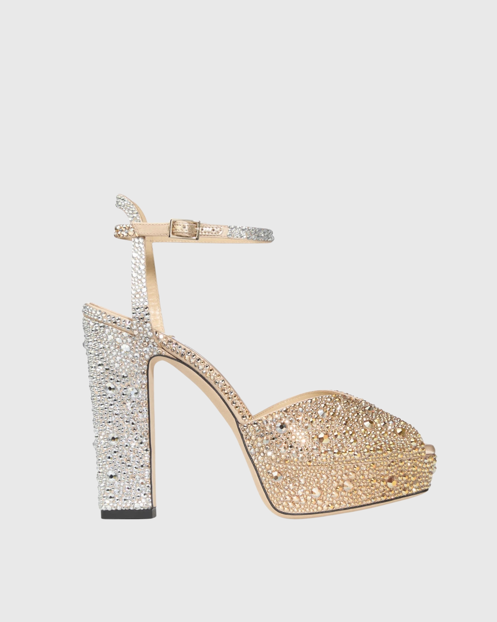 Leander Rhinestone Silver & Gold Peep Toe Sandals 