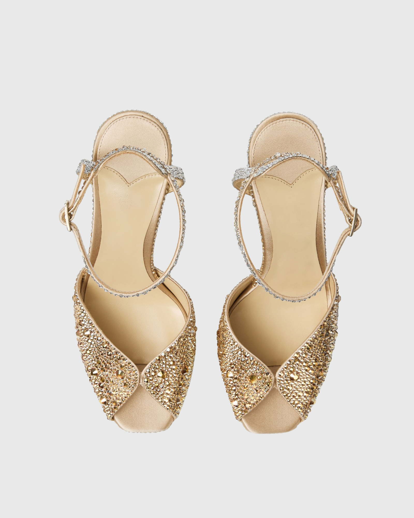 Leander Rhinestone Silver & Gold Peep Toe Sandals 