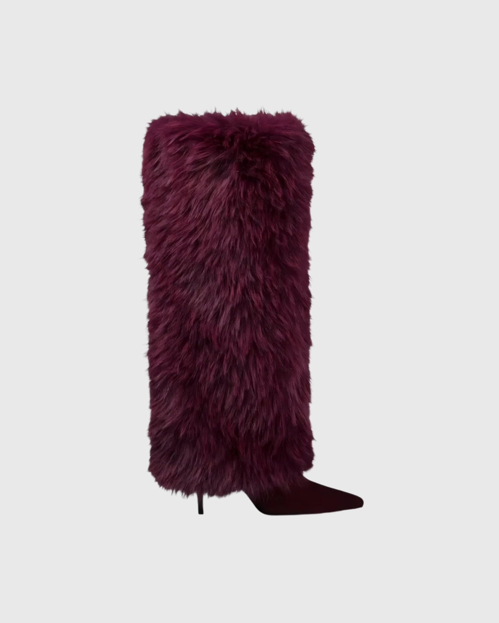Luffy Faux Fur Knee High Boots In Wine