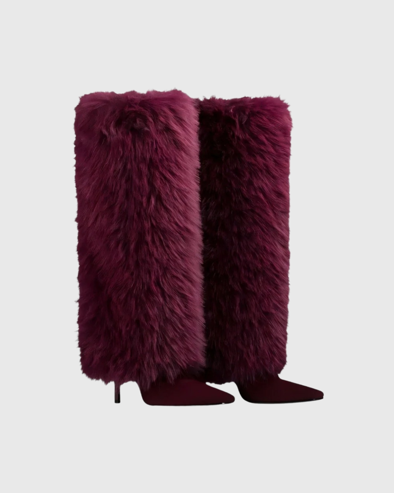 Luffy Faux Fur Knee High Boots In Wine
