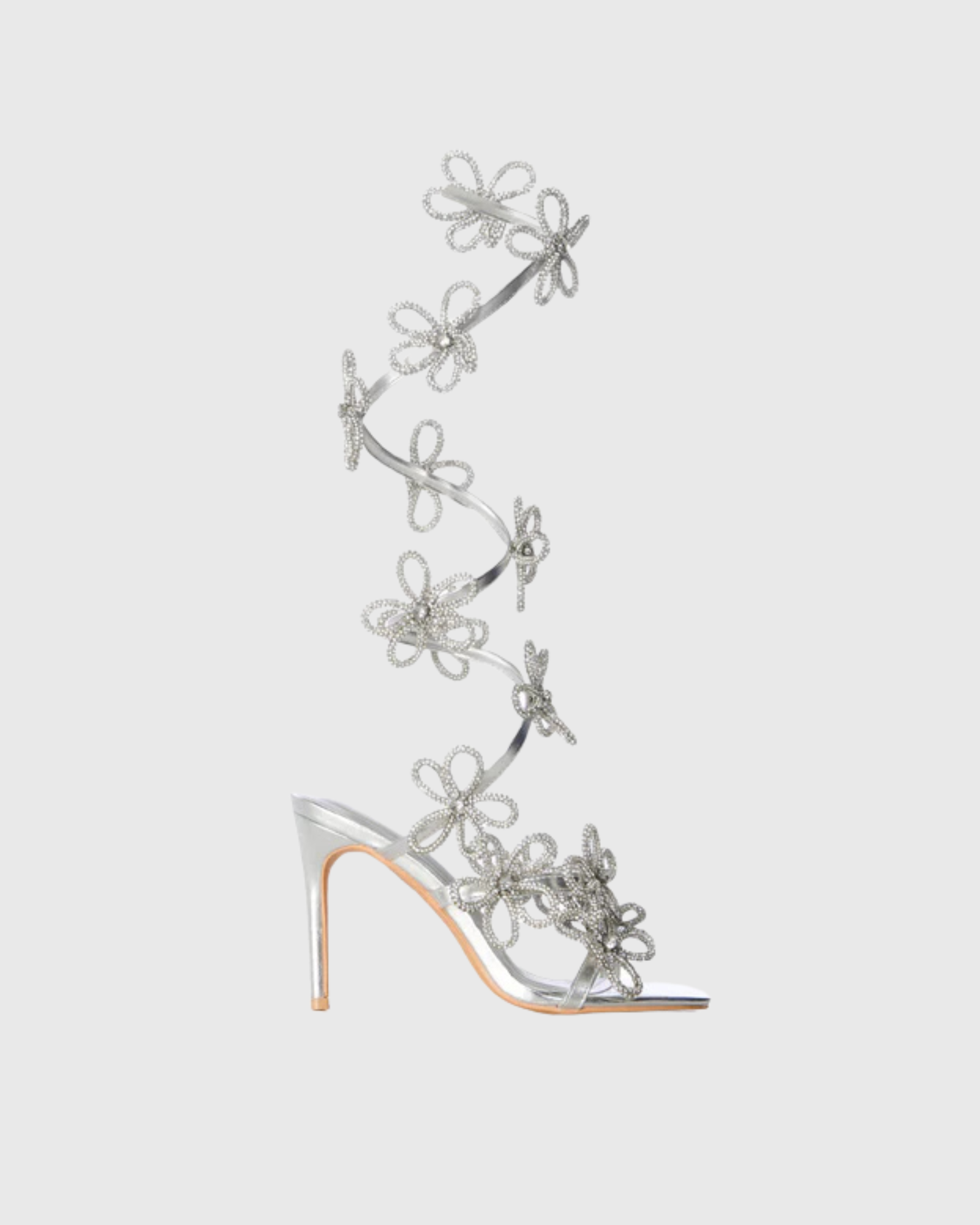 Kam Flower Snake Sandals In Silver