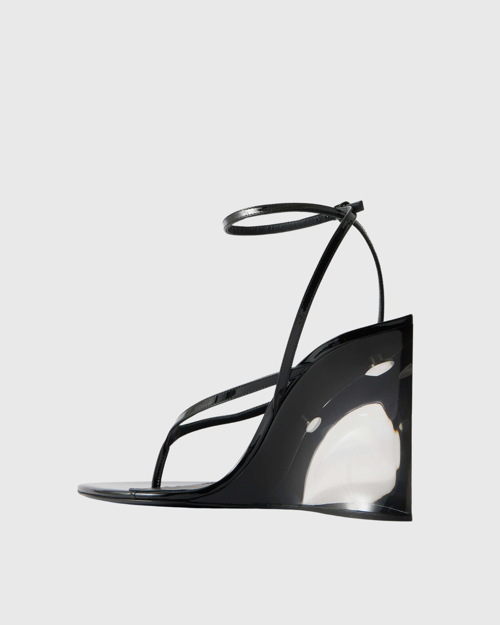Cezelle Clear Wedge Thong Sandals In Black