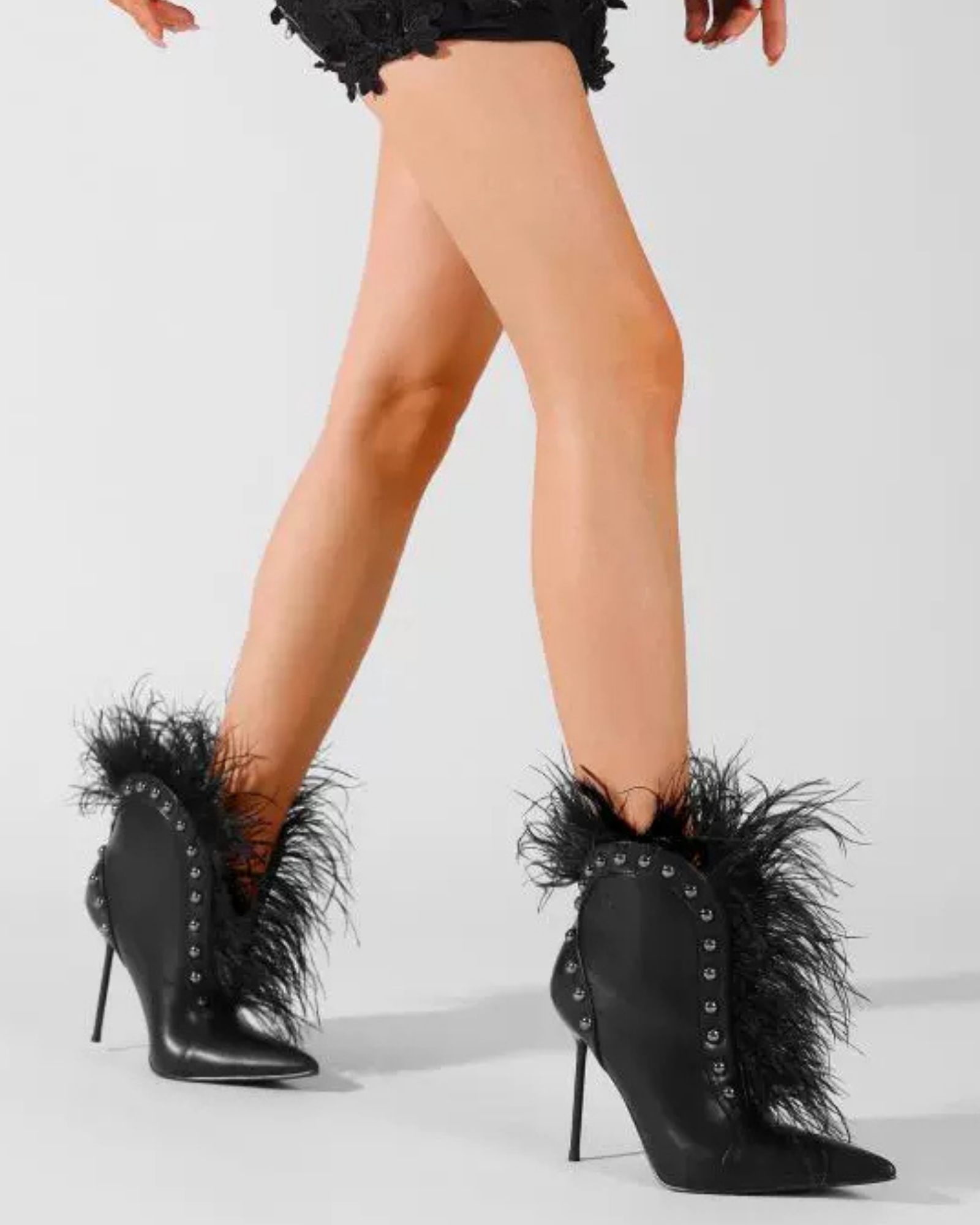Menesa Feather Ankle Boots In Black