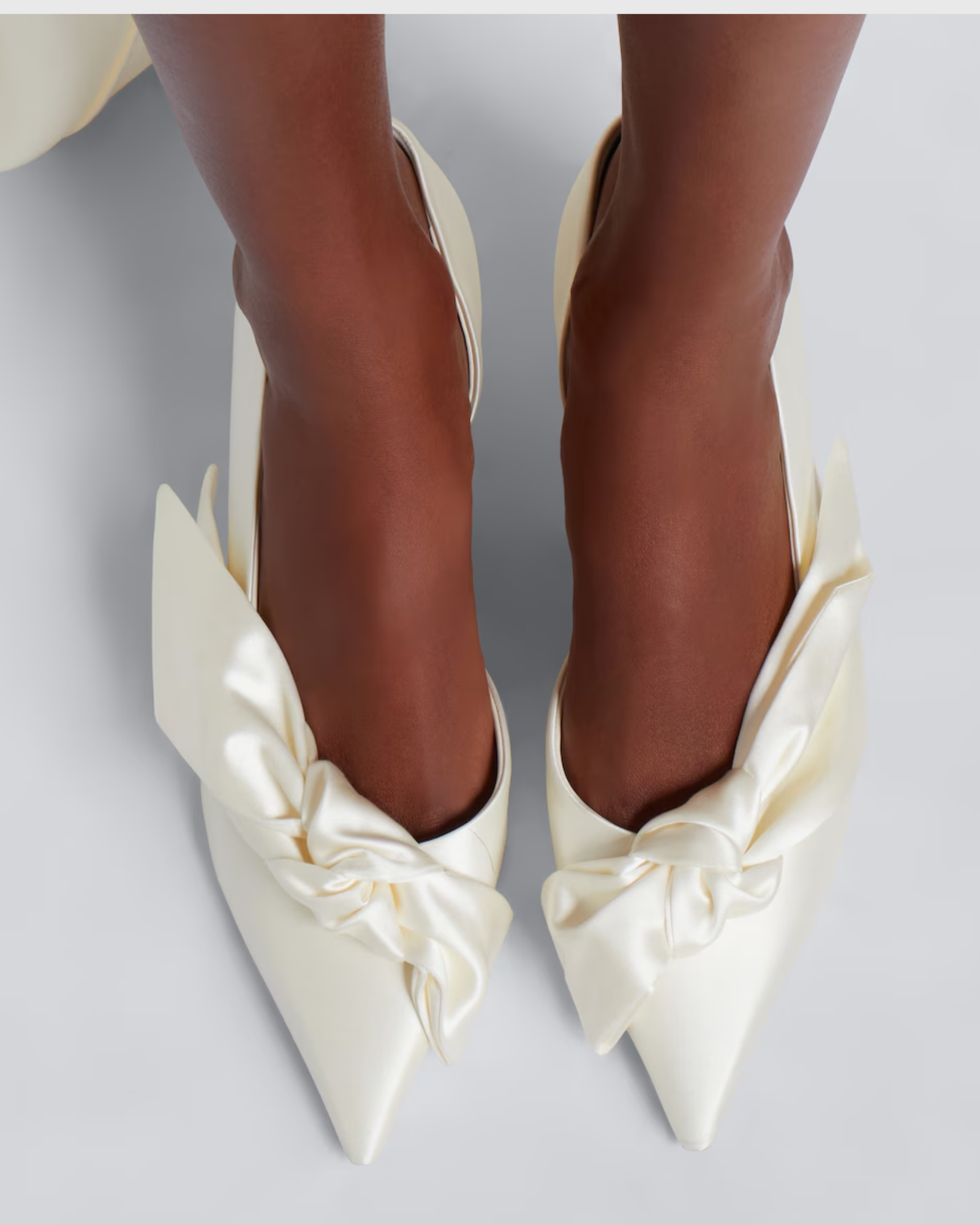 Daina Bow Satin Pumps In White