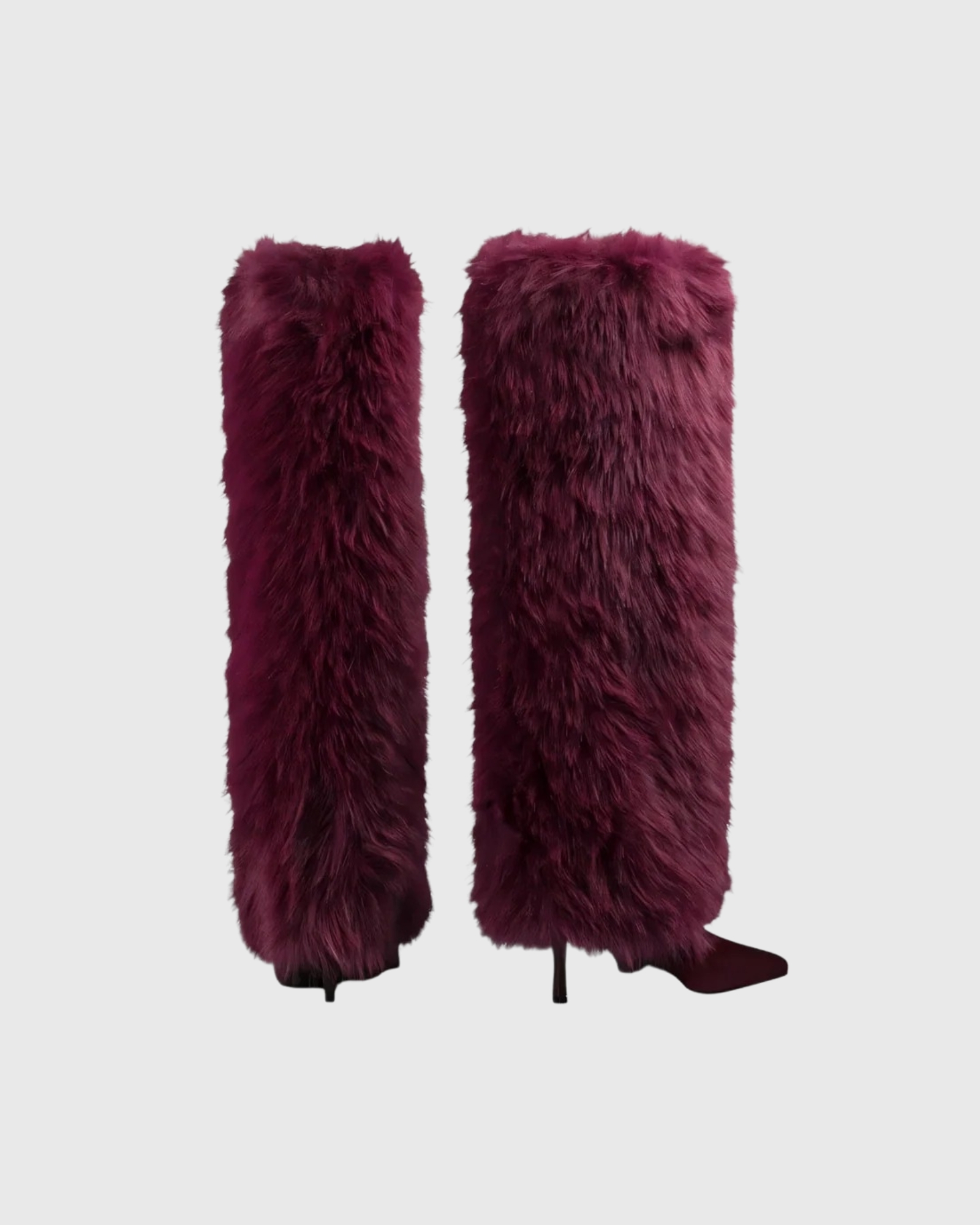 Luffy Faux Fur Knee High Boots In Wine