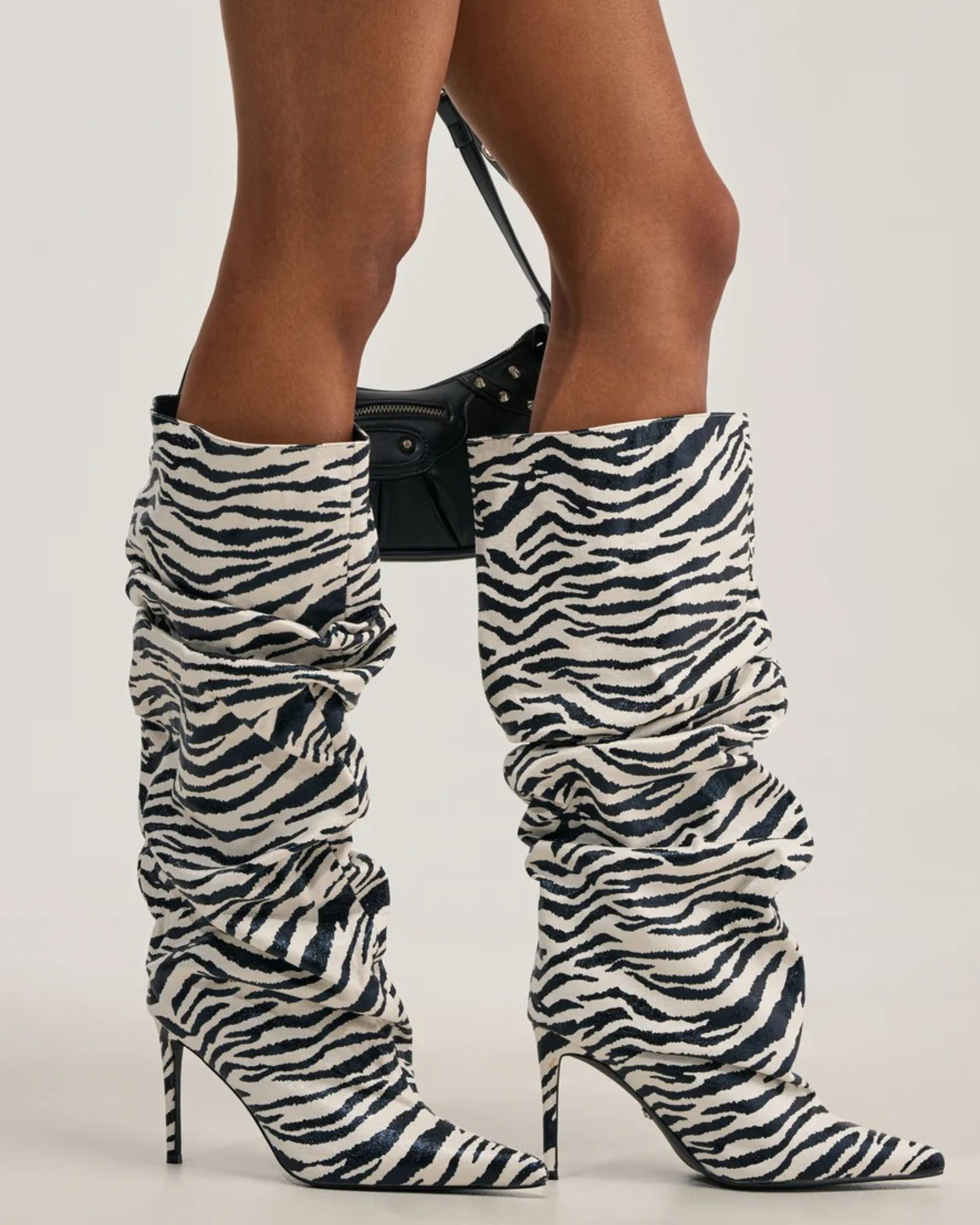Ludmila Zebra Print Leather Knee High Boots