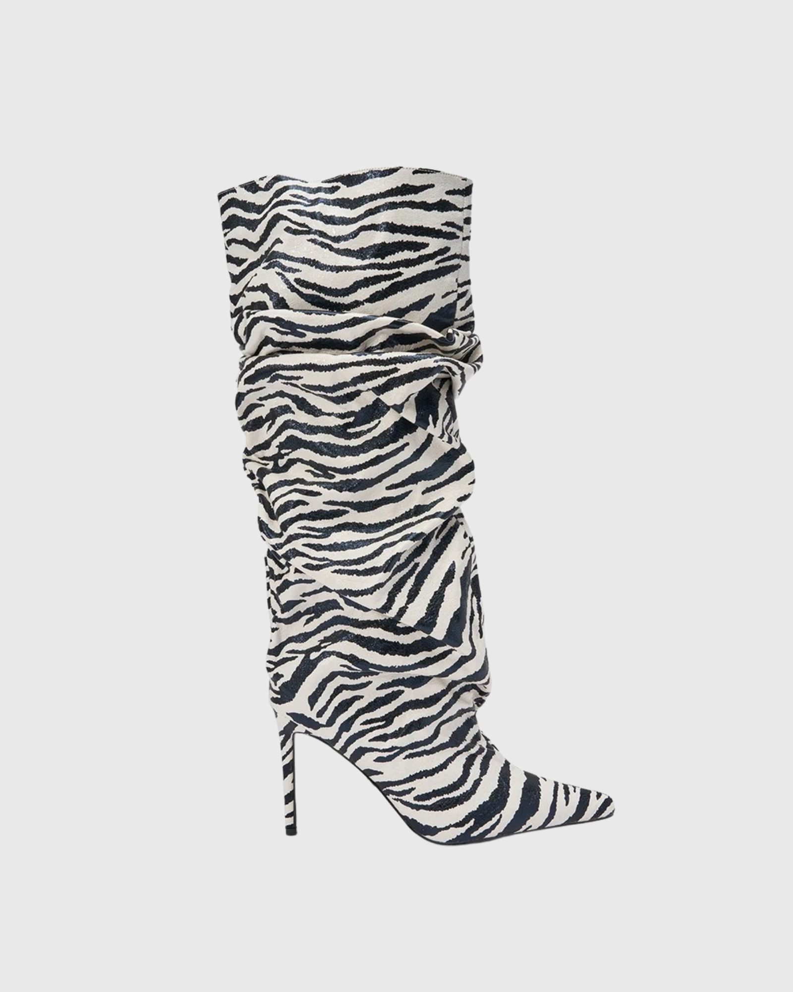 Ludmila Zebra Print Leather Knee High Boots
