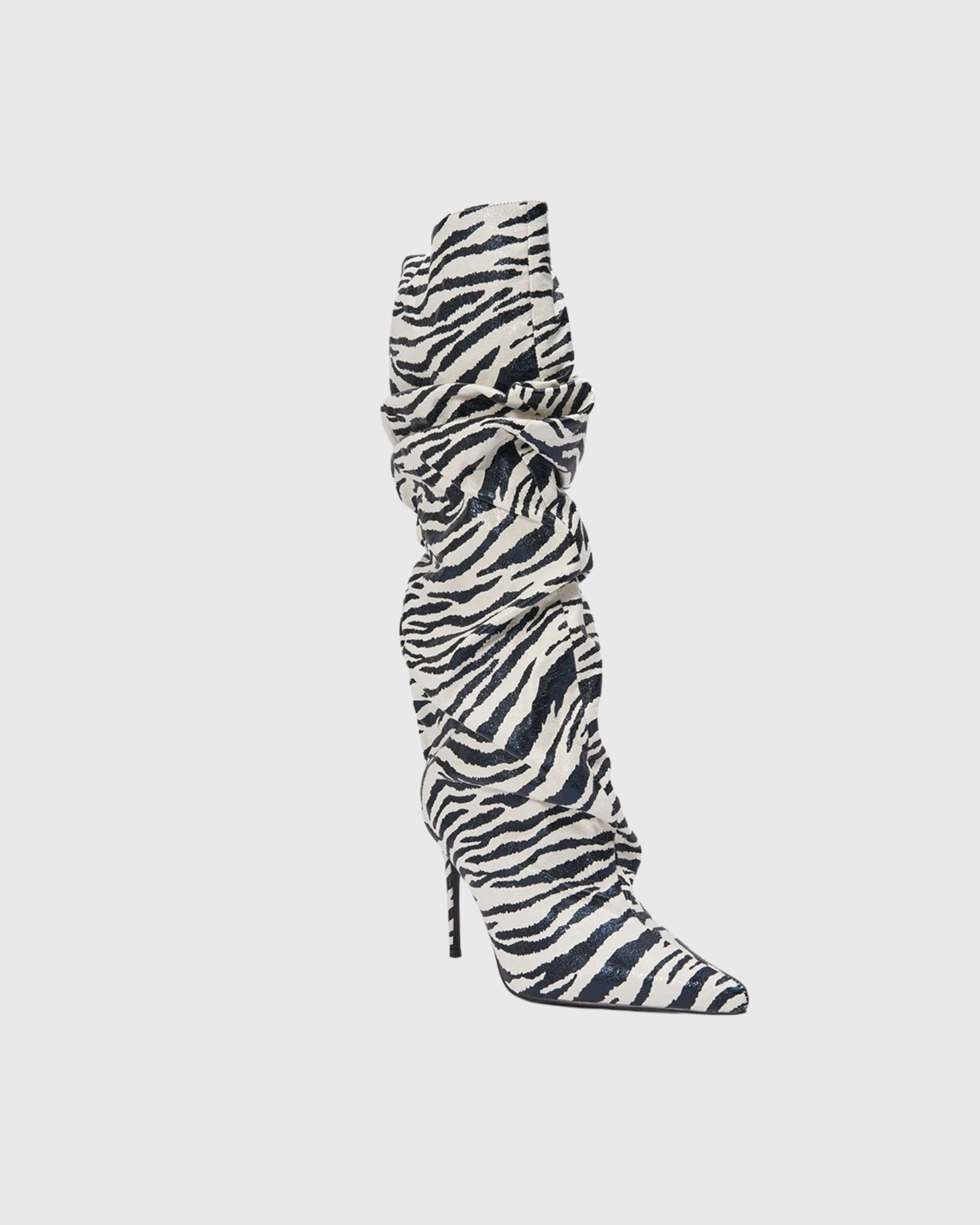 Ludmila Zebra Print Leather Knee High Boots