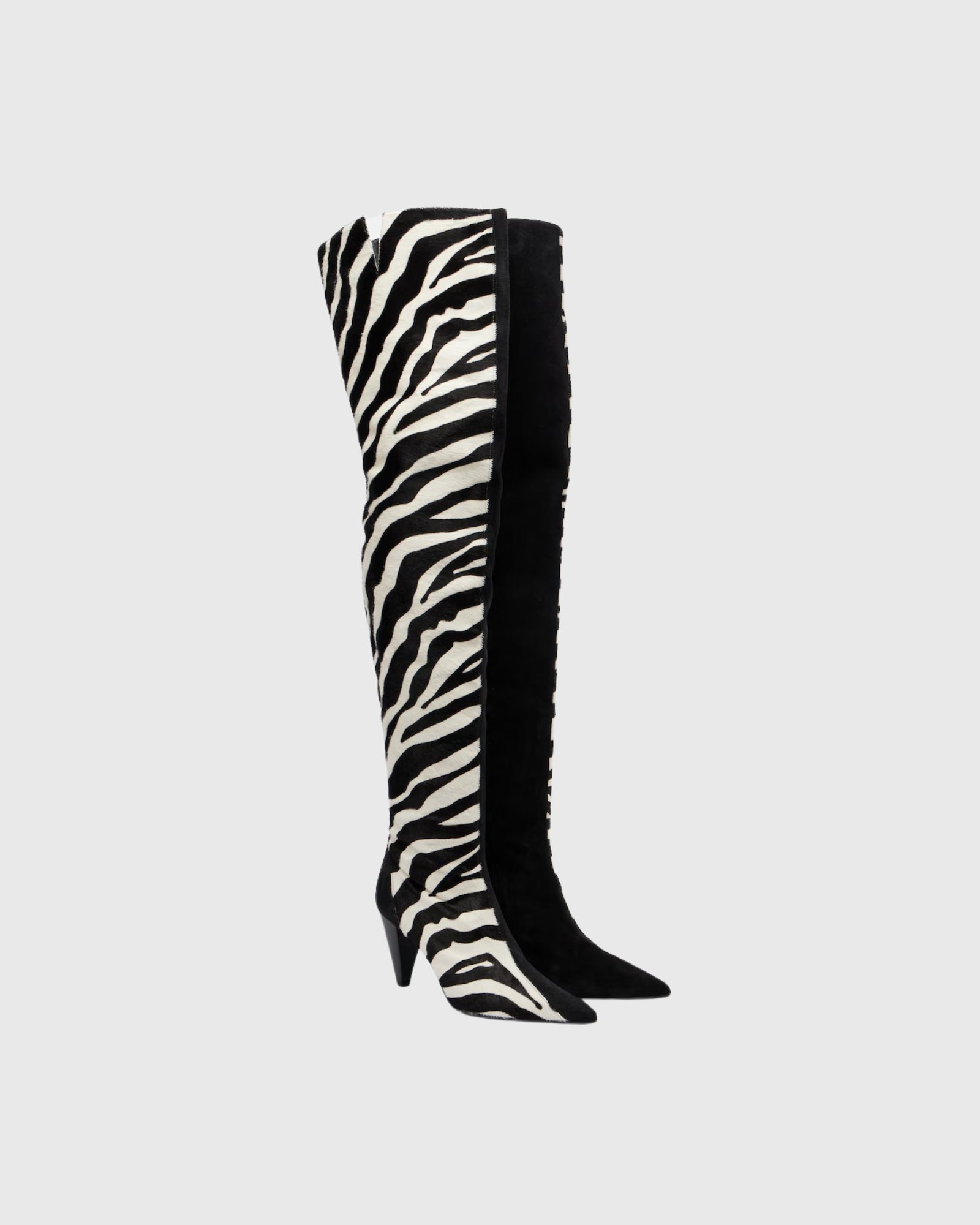 Laquinta Zebra Print Over The Knee Boots In Black