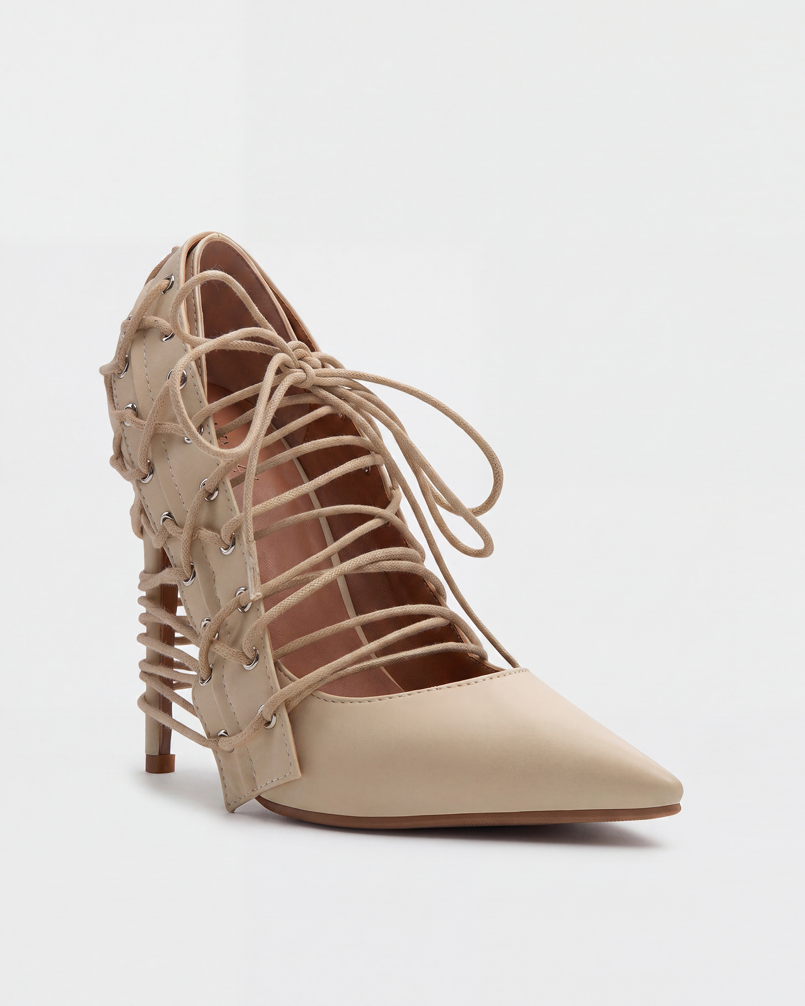 Marga Lace Up Pumps In Beige
