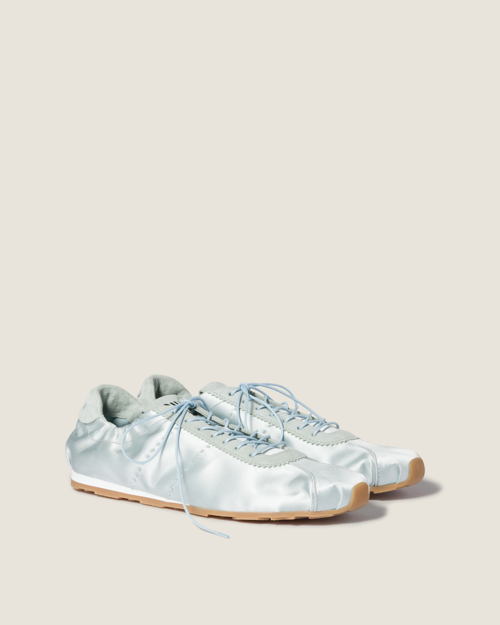 Justa Lace Up Satin Ballet Sneakers In Blue
