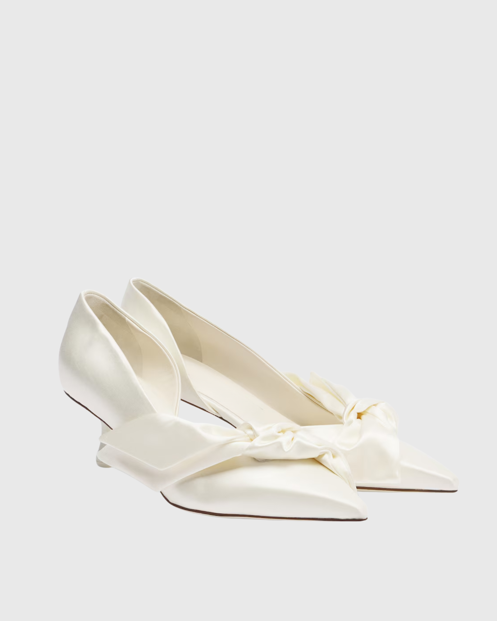 Daina Bow Satin Pumps In White