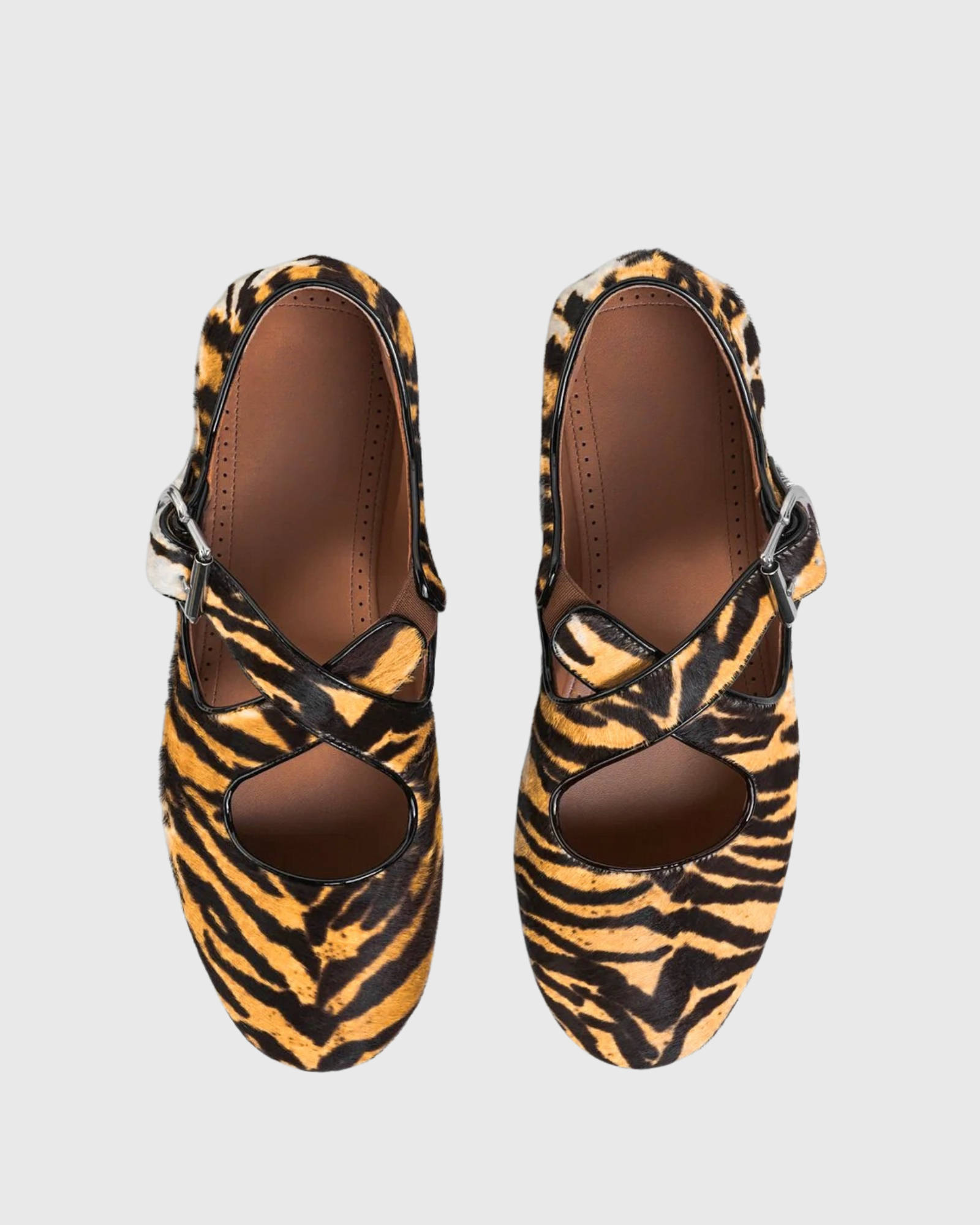 Najat Tiger Print Cross Strap Flats