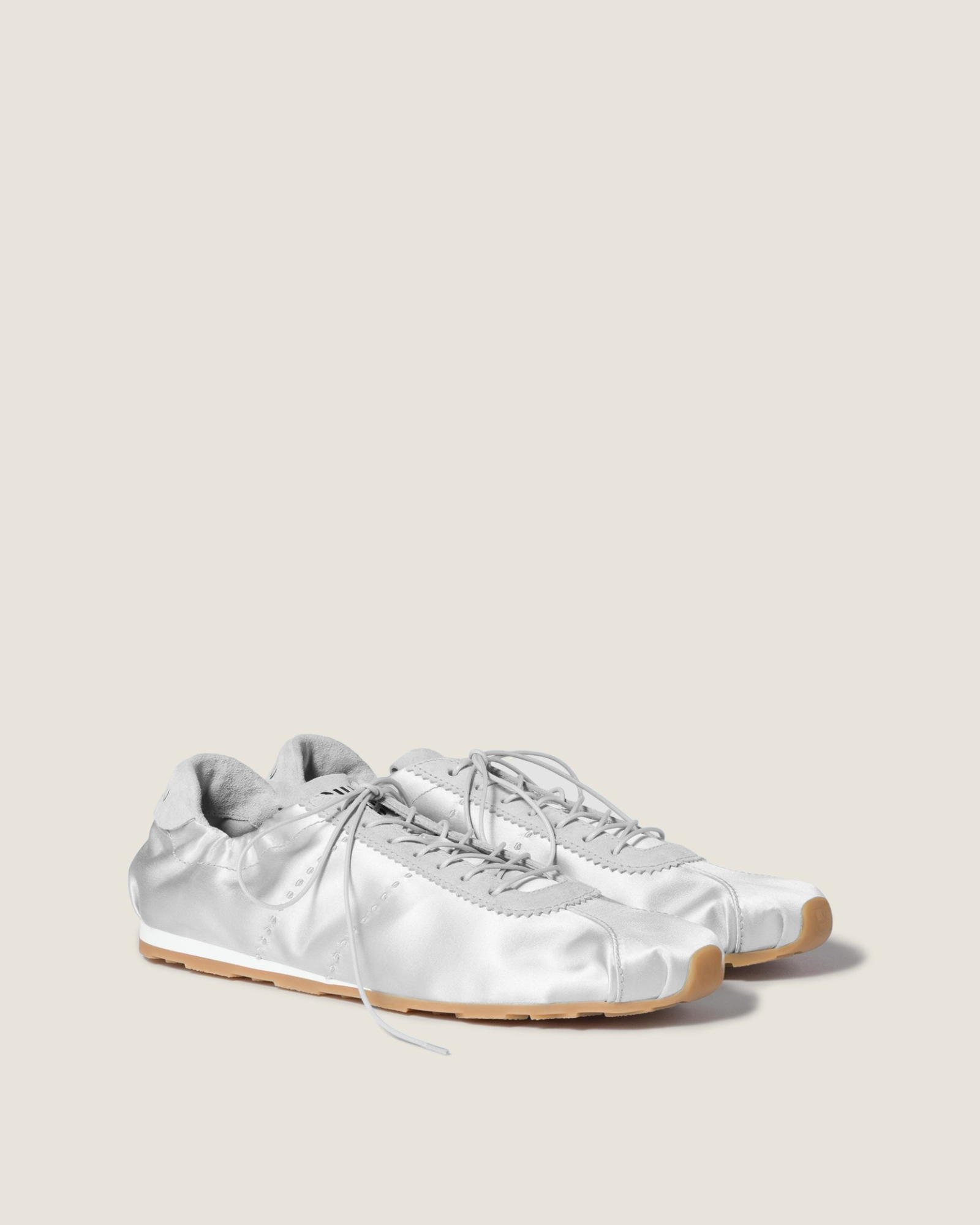 Justa Lace Up Satin Ballet Sneakers In Blue