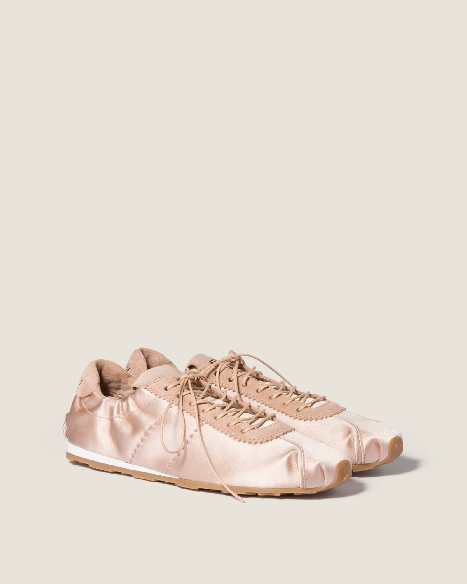 Justa Lace Up Satin Ballet Sneakers In Pink