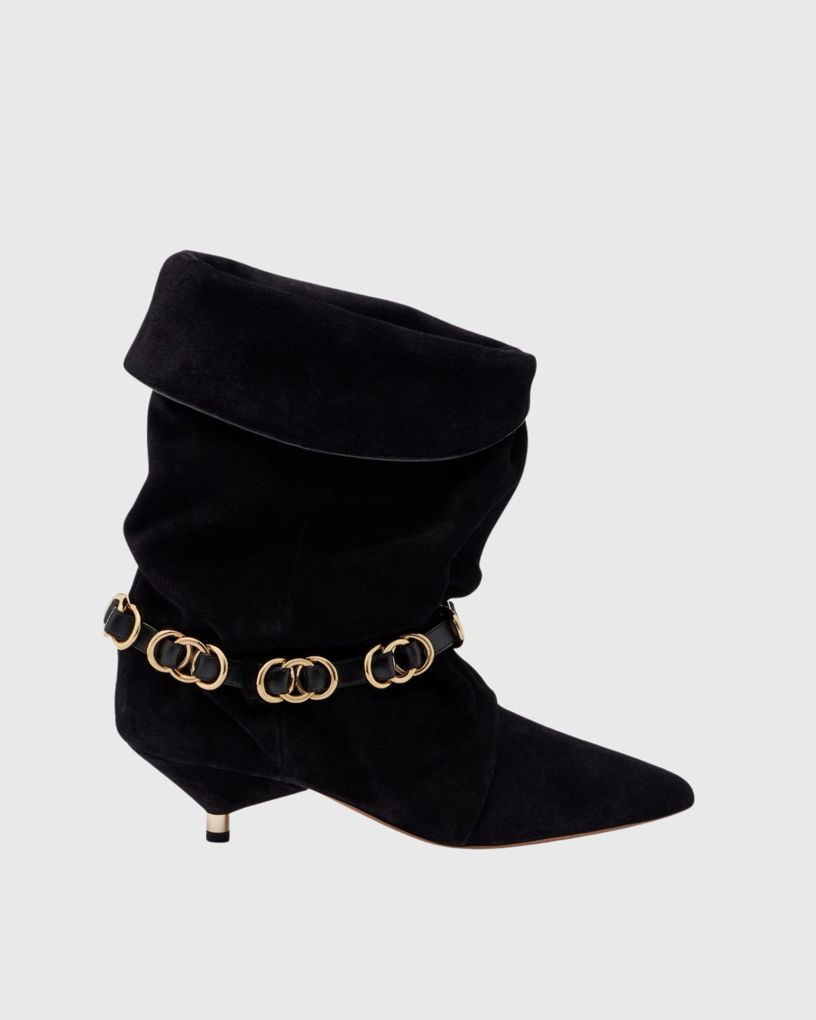 Vivian Metal Chain Ankle Boots In Black