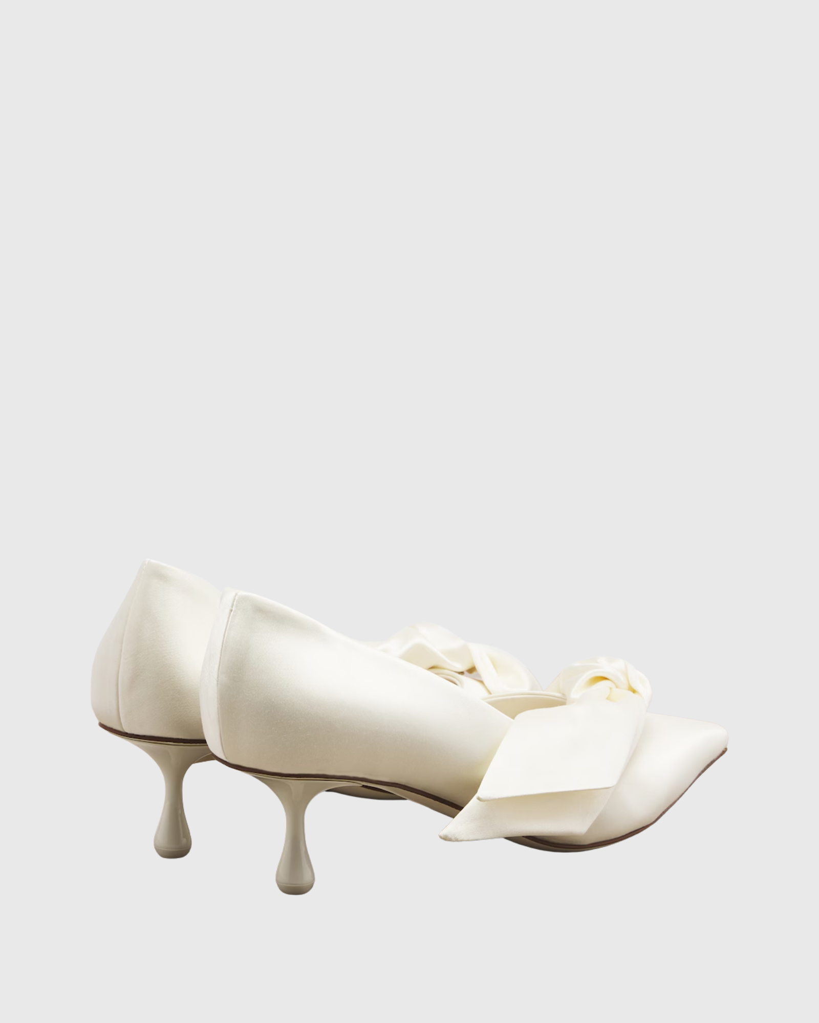 Daina Bow Satin Pumps In White