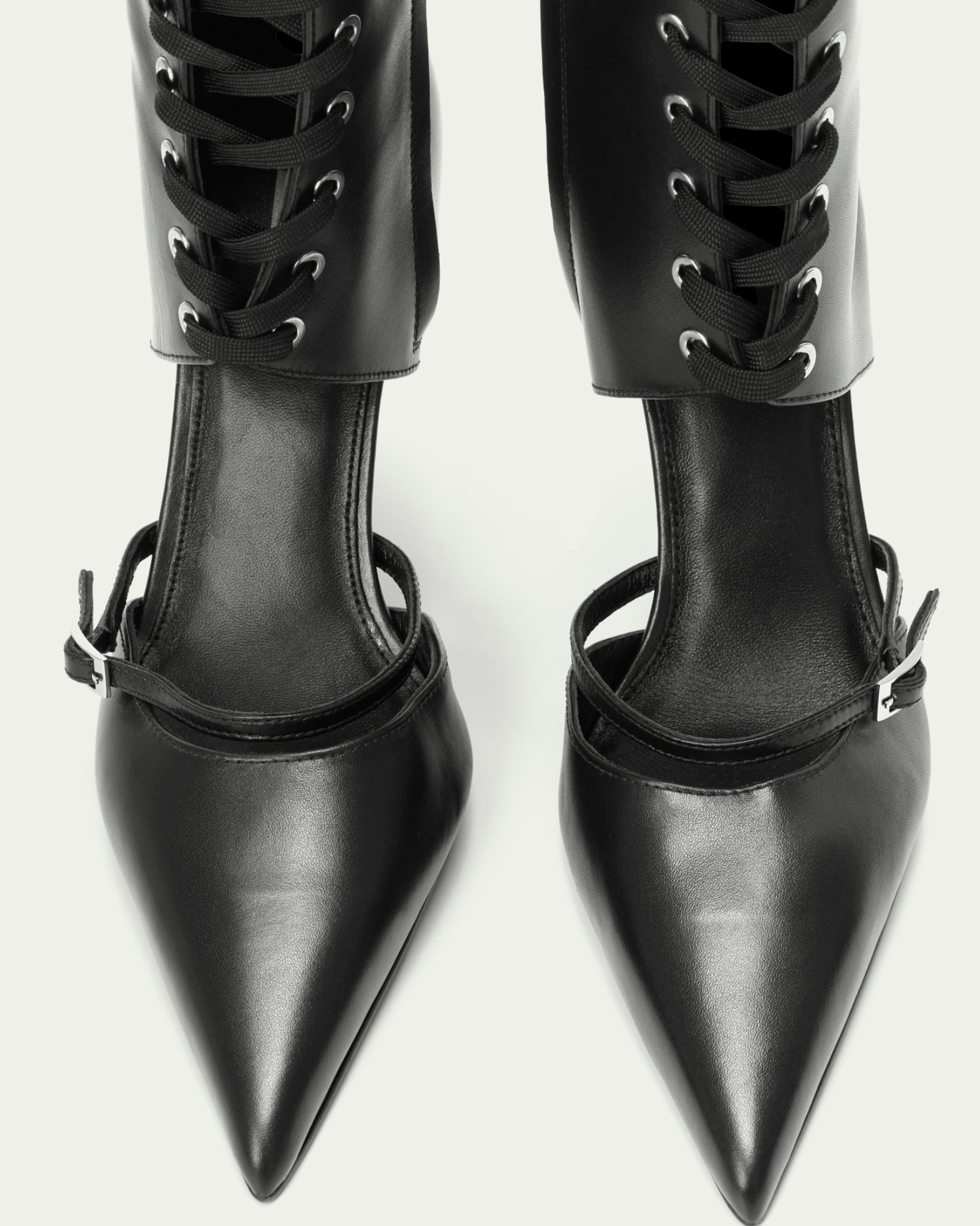 Najla Lace Up Pointed Toe Knee High Boots