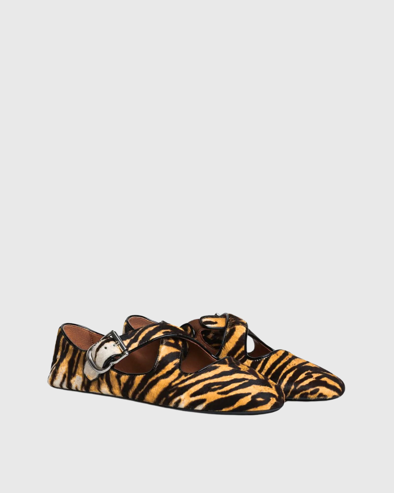 Najat Tiger Print Cross Strap Flats