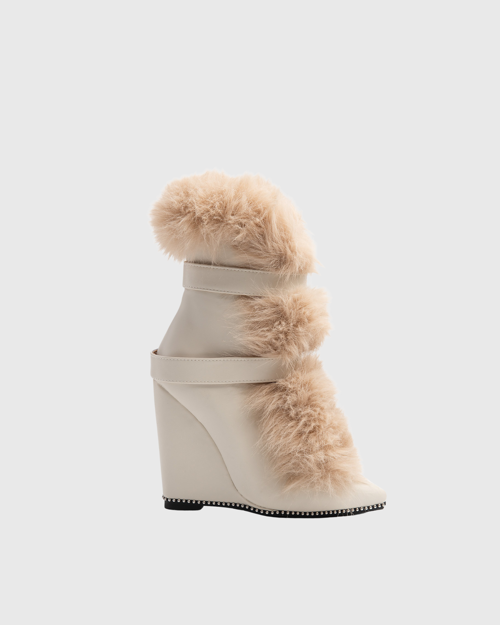 Laquita Faux Fur Wedge Ankle Boots In White